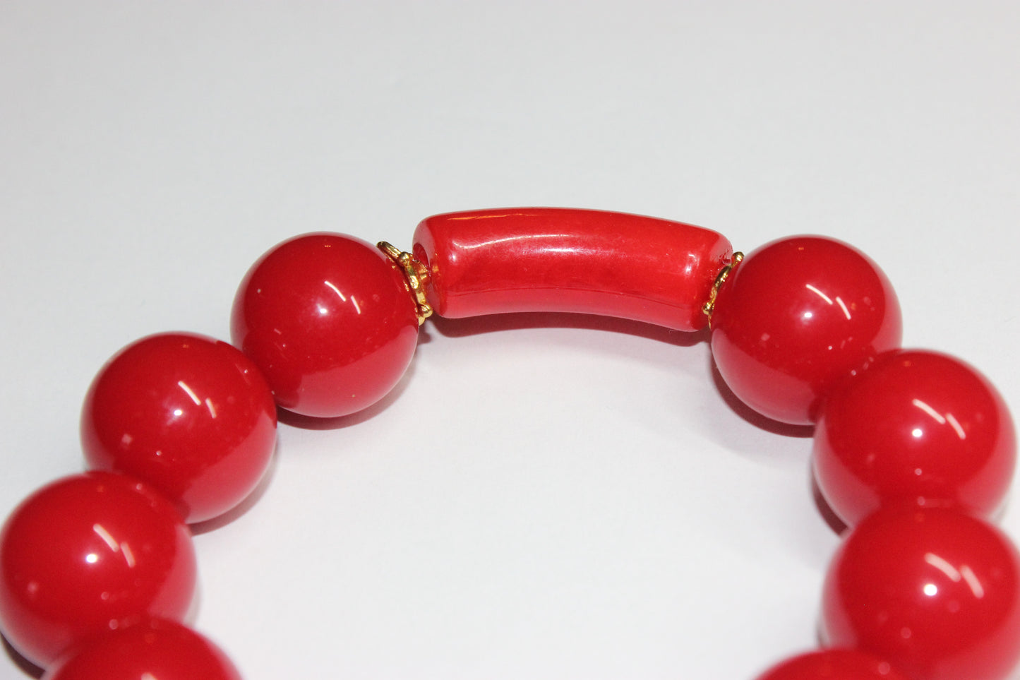Red & Gold Large Beaded Bracelet