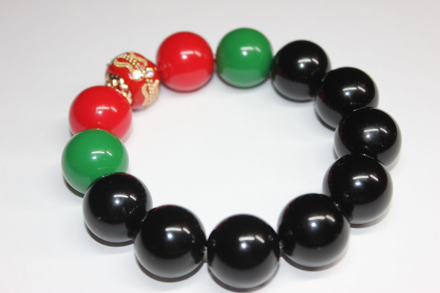 CBC Exclusive Large Beaded Bracelet- Red/Green/Black/Gold