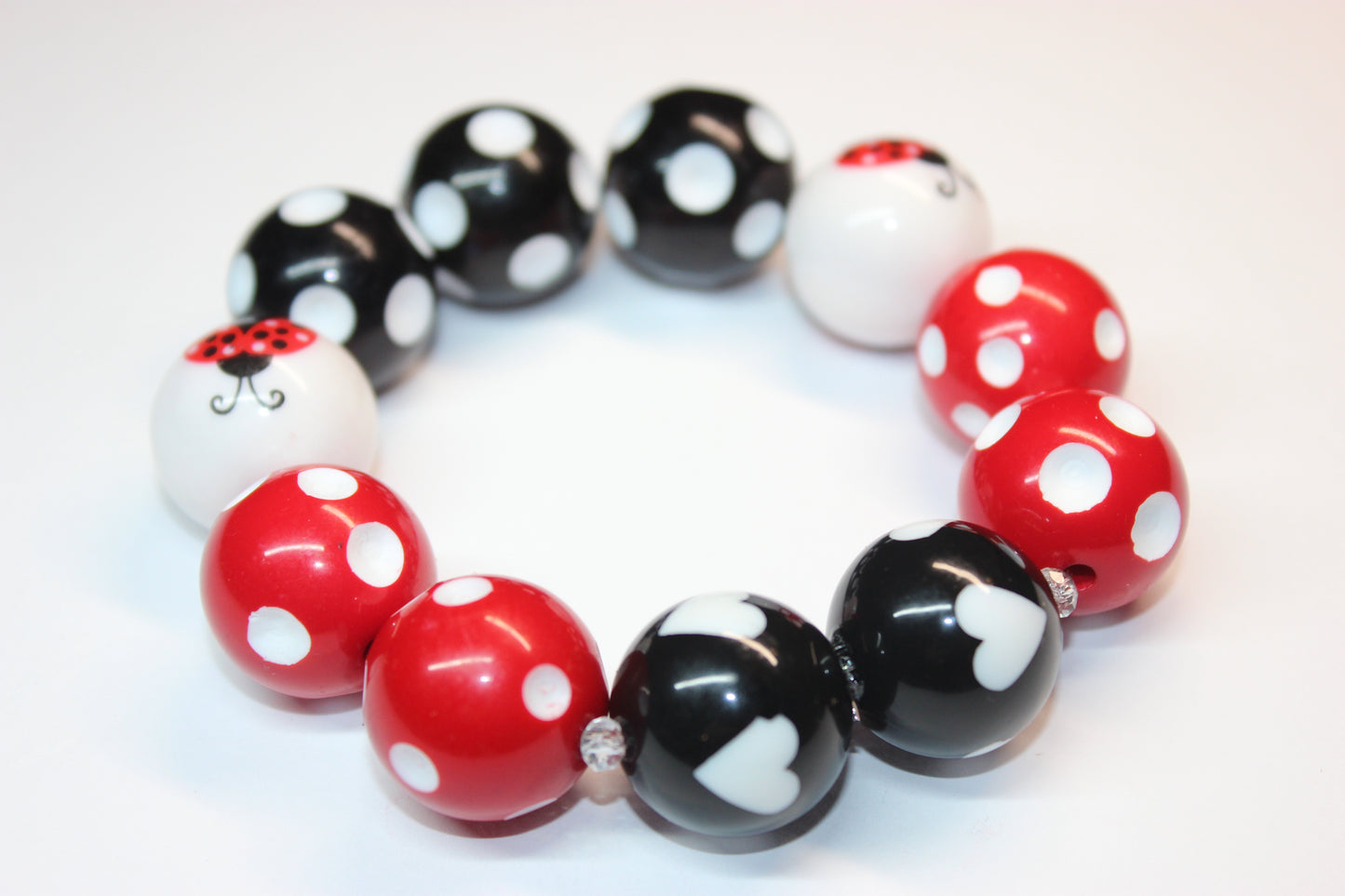 Red White & Black Ladybug Bracelet