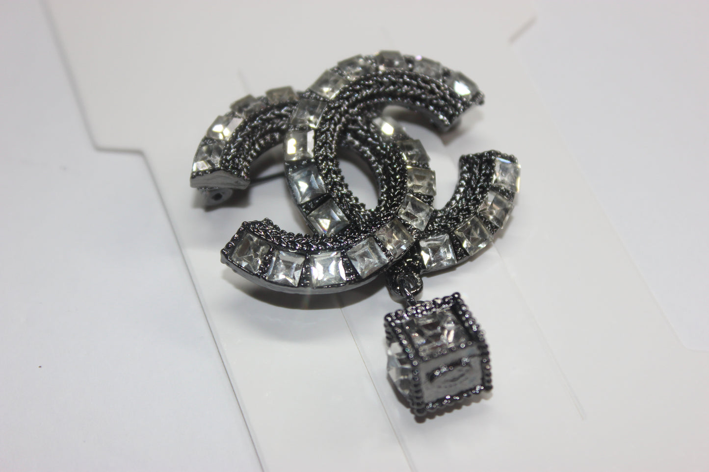 Rhinestone & Black Brooch Pin