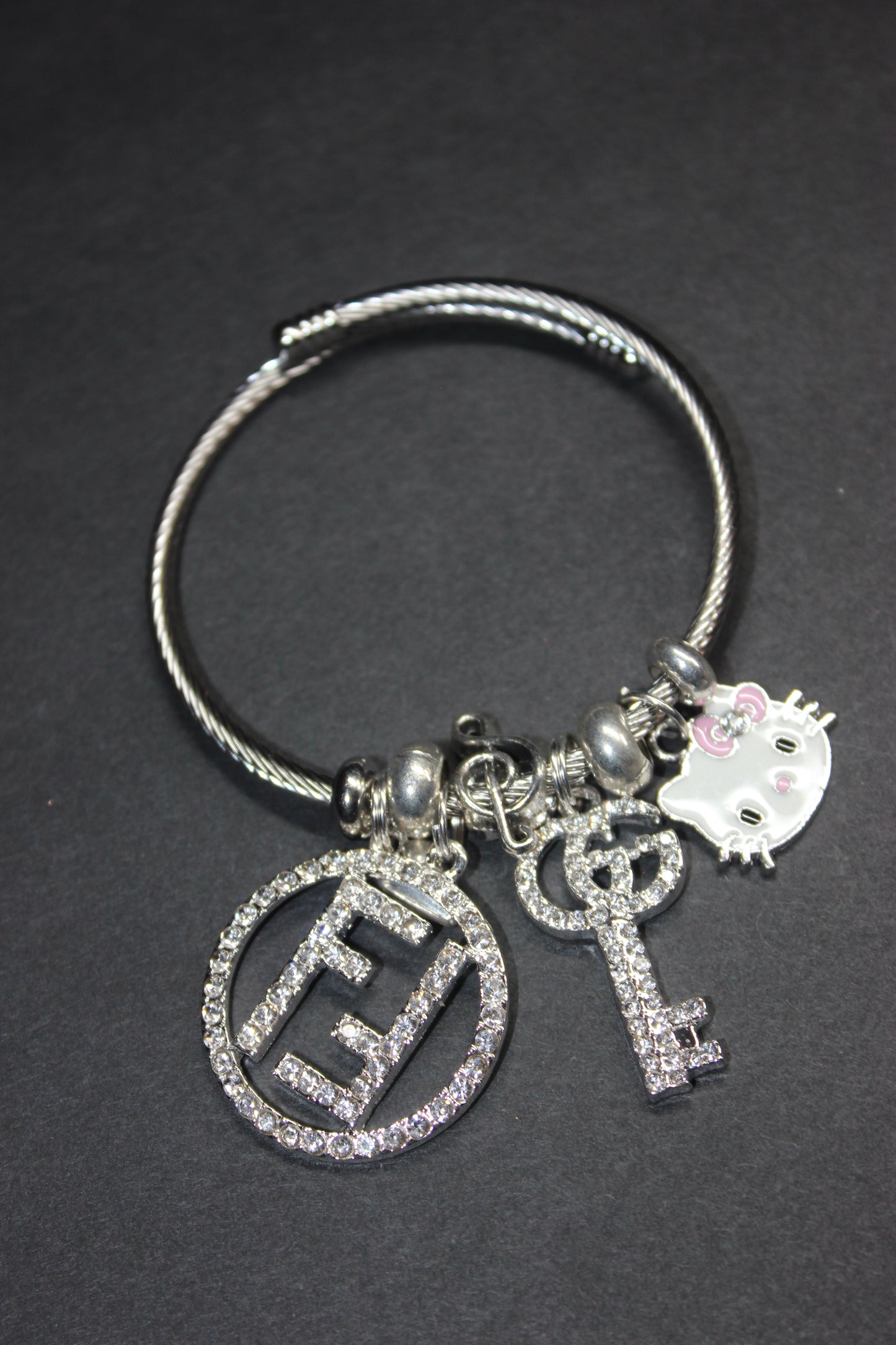 Silver Charm Bangle Bracelet