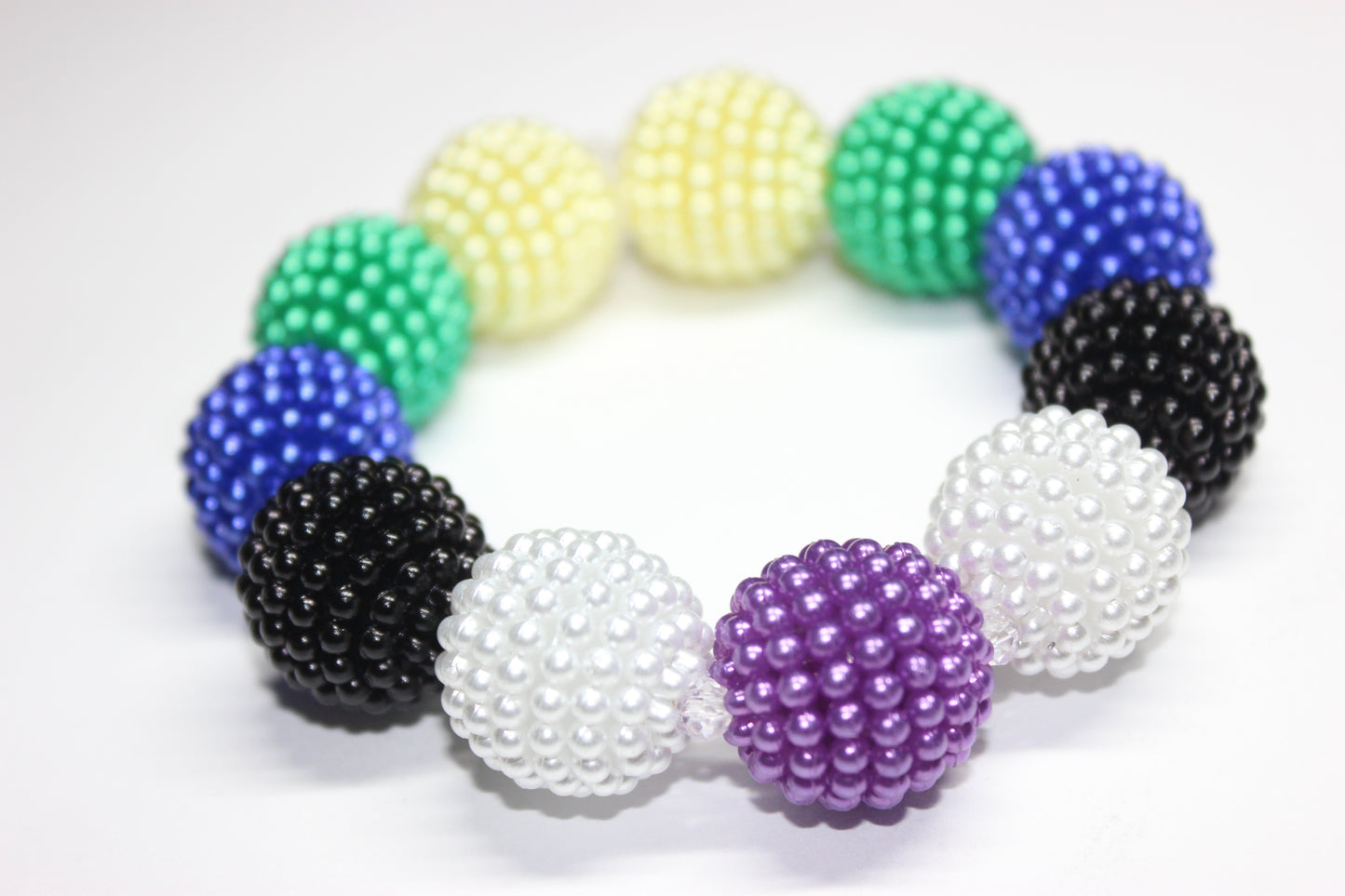 Multicolored Large Pearl Beaded Bracelet