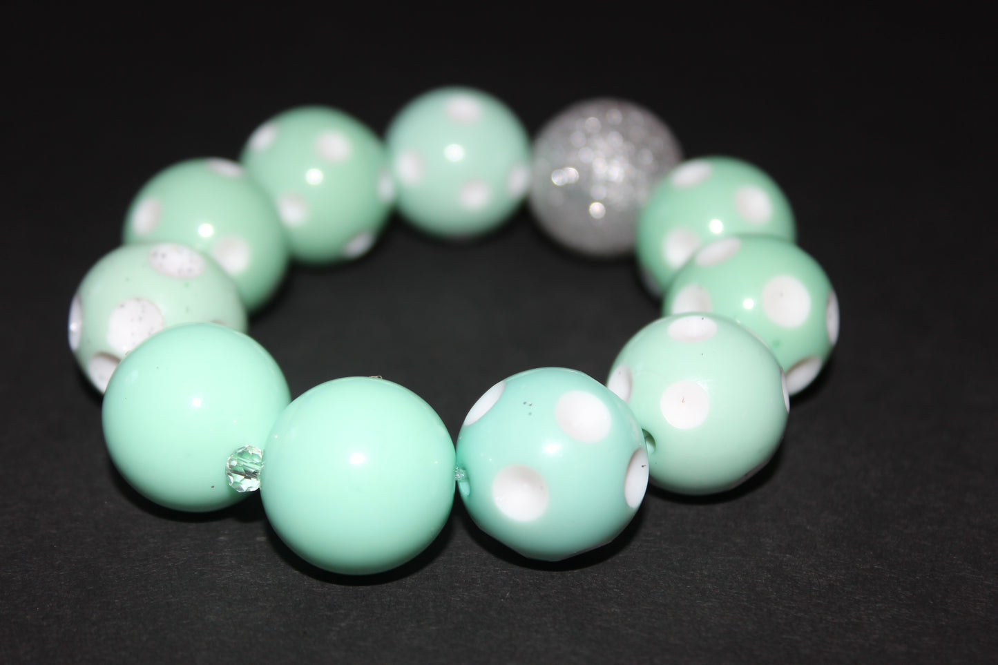 Seafoam/White & Glitter Large Beaded Bracelet