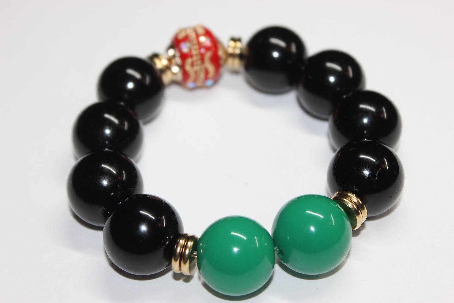 CBC Exclusive Large Beaded Bracelet- Black/Red/Green/Gold