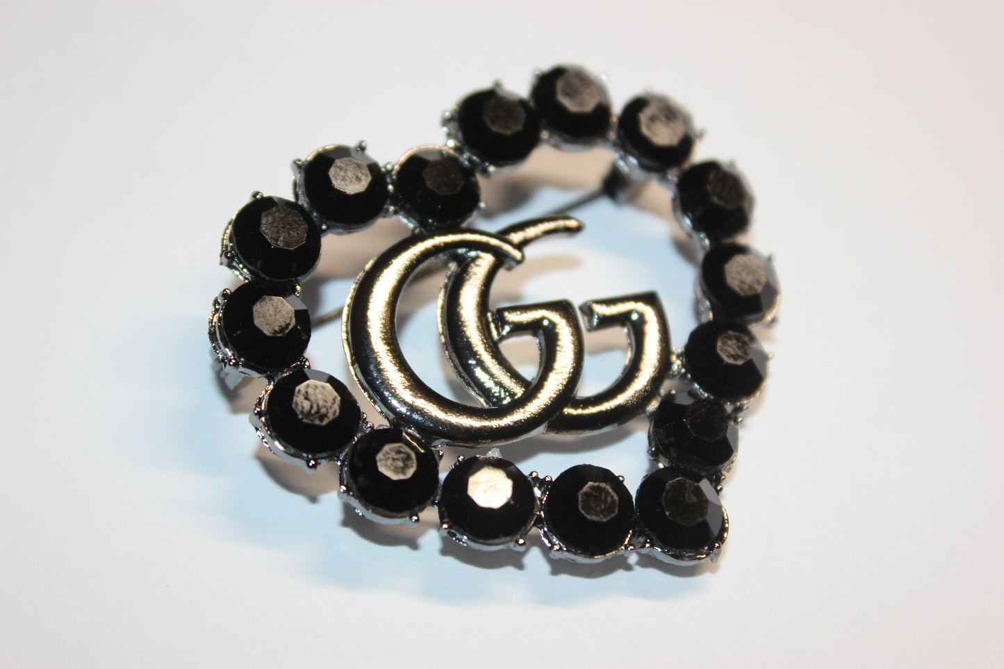 Black Rhinestone Brooch Pin