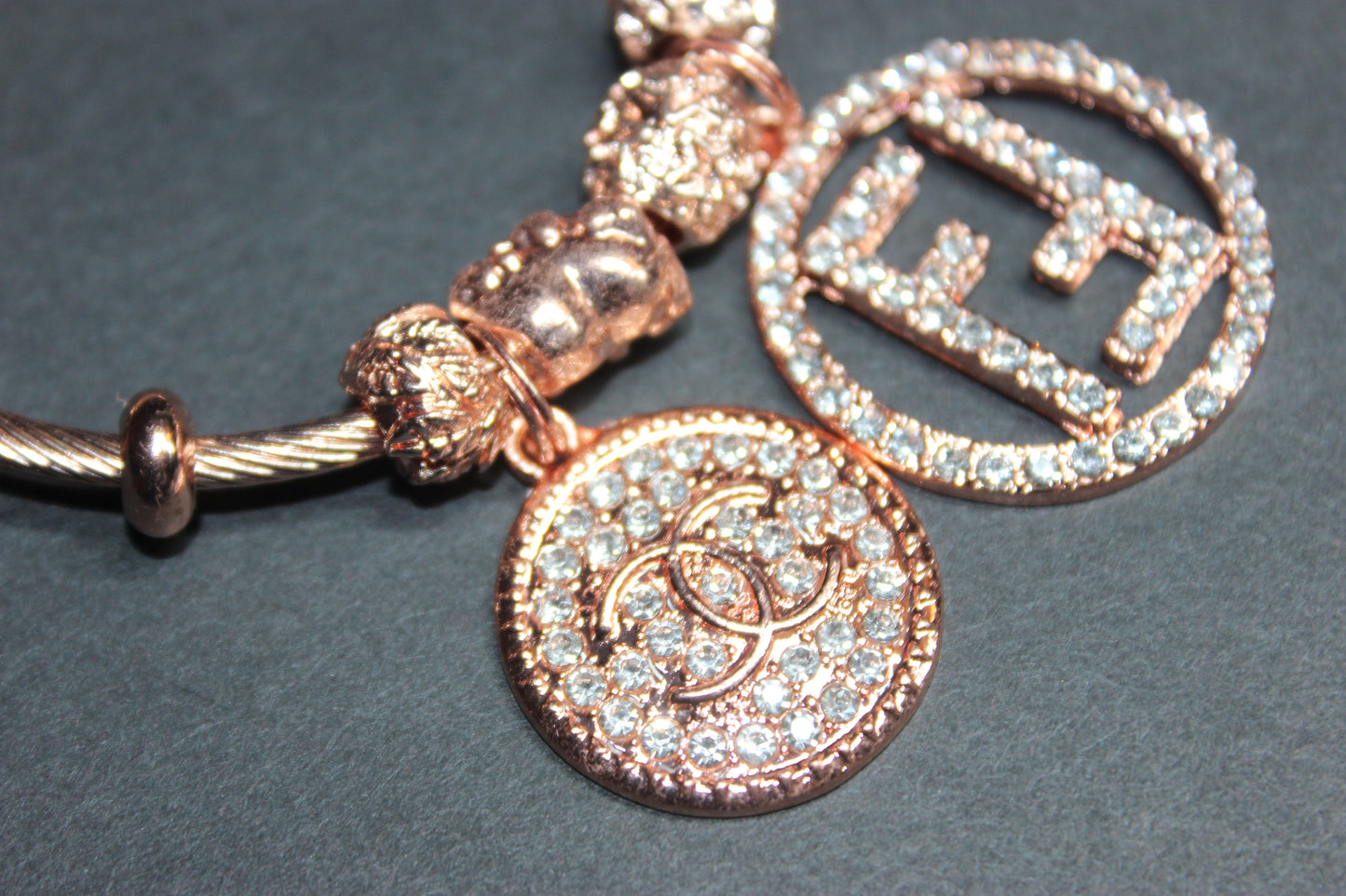 Rose Gold Charm Bangle