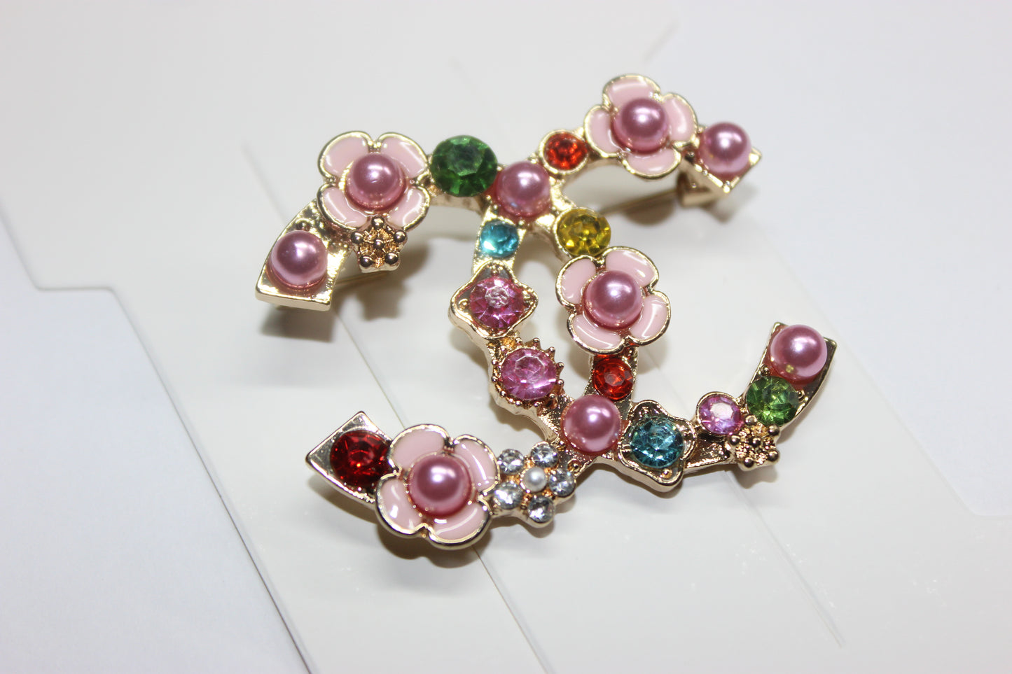 Pink/Colorful & Gold Brooch Pin