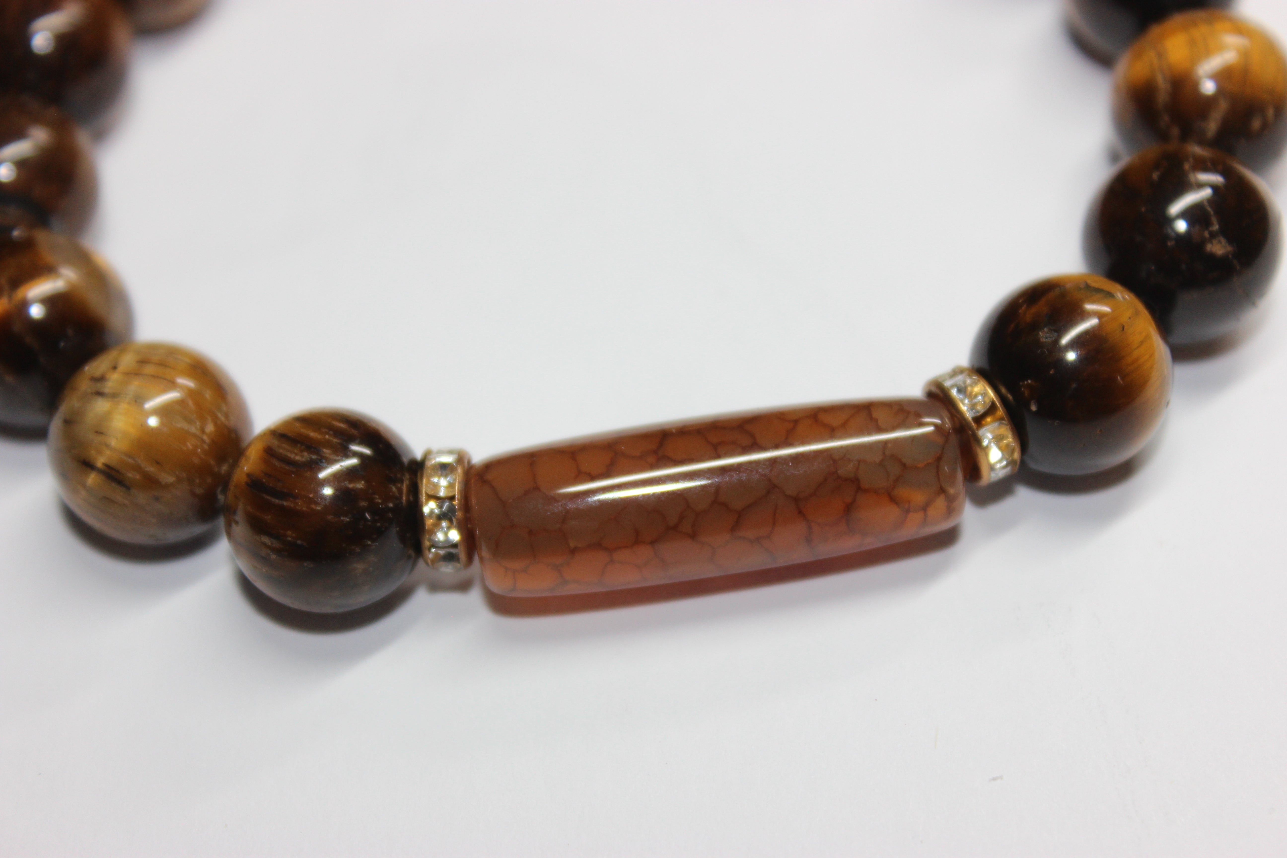 10mm Brown & Gold Tiger Eye Beaded Bracelet