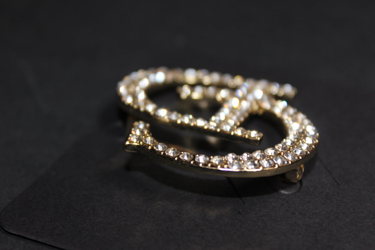 Gold Rhinestone Brooch Pin