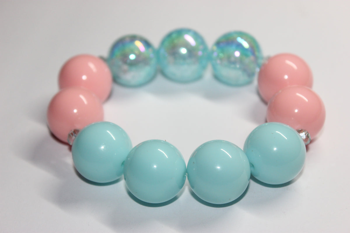 Shades Of Pink & Aquamarine Large Beaded Bracelet
