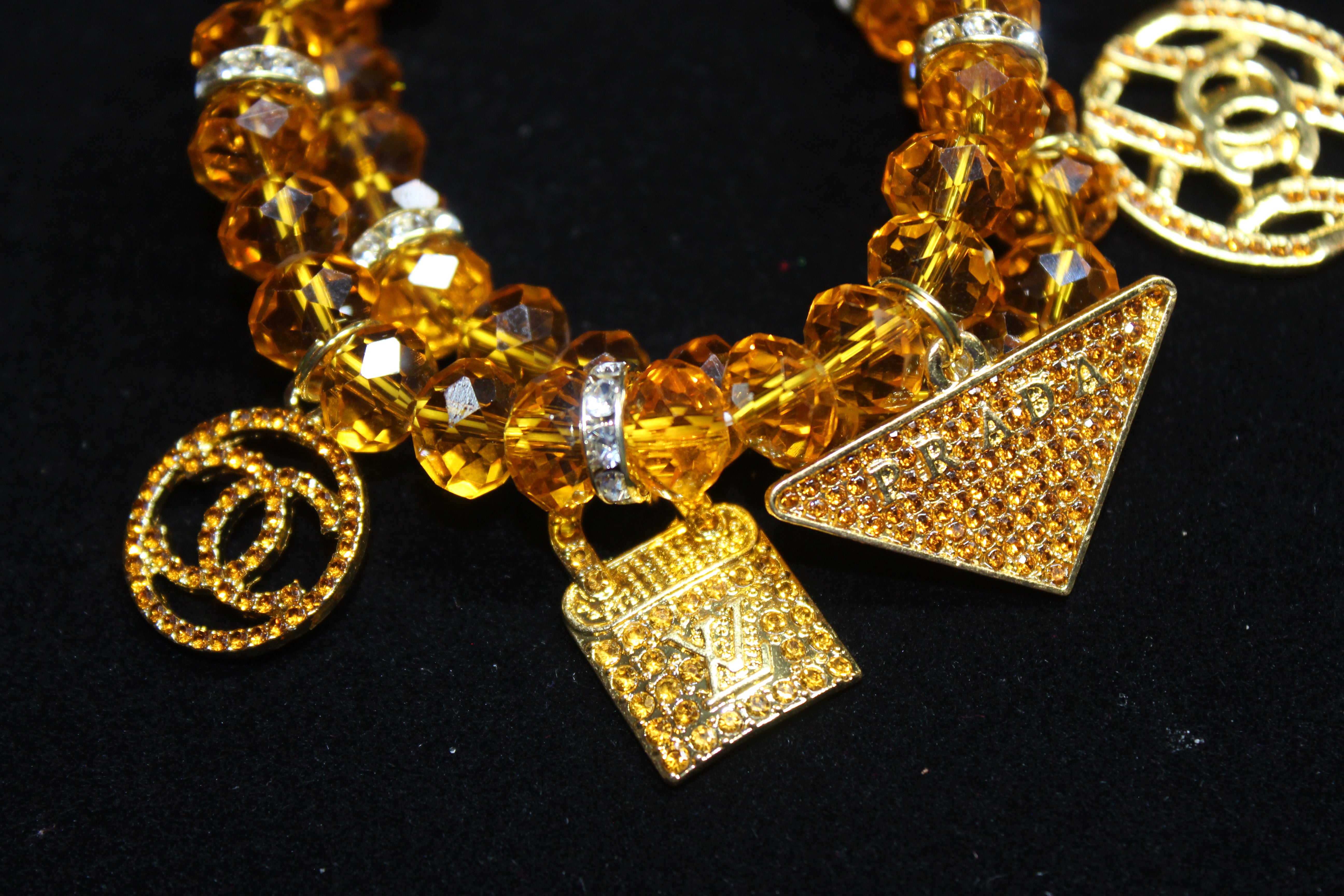 2 Piece Topaz & Silver Crystal Charm Bracelet Set