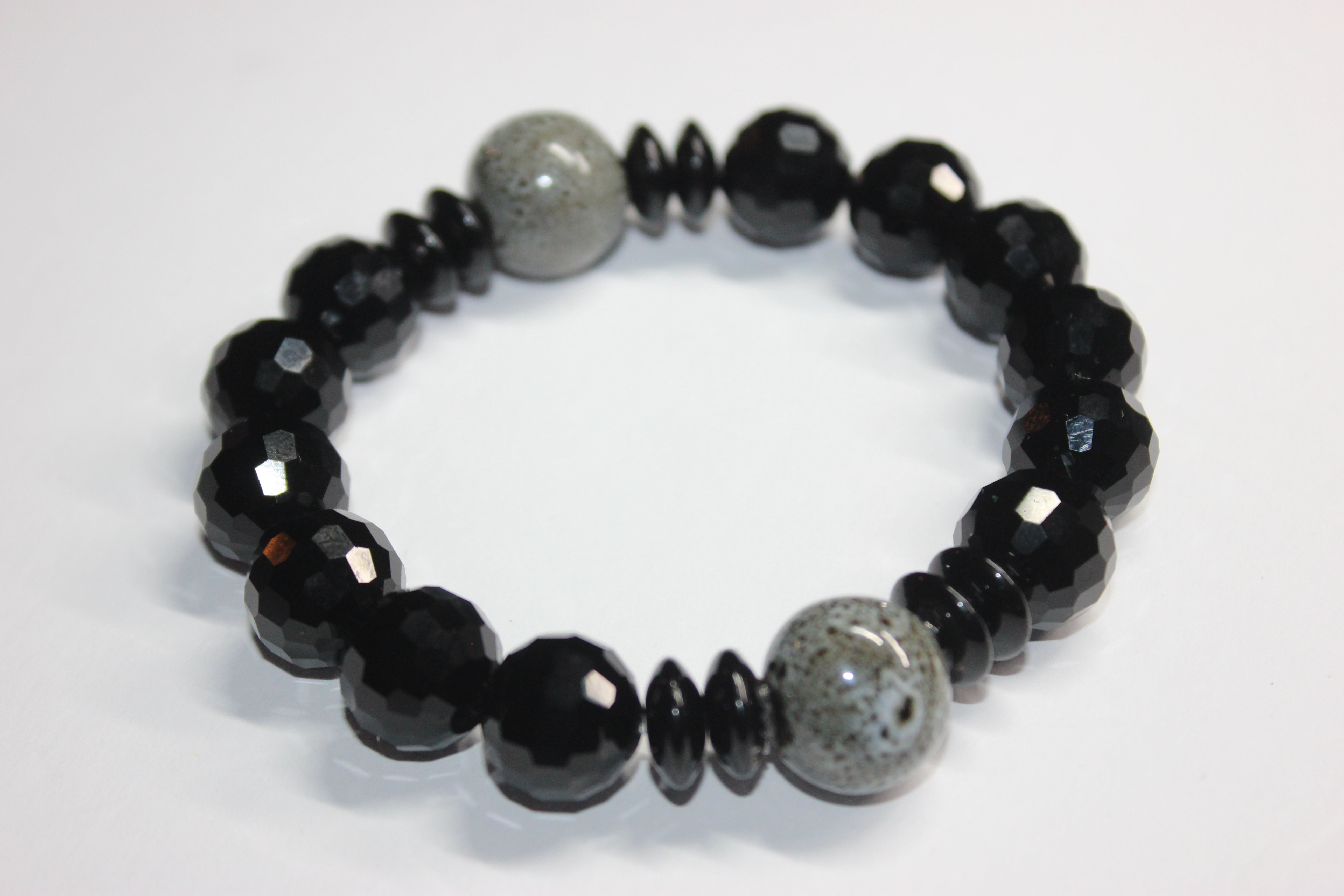 Black Ice with Grey Beaded Bracelet