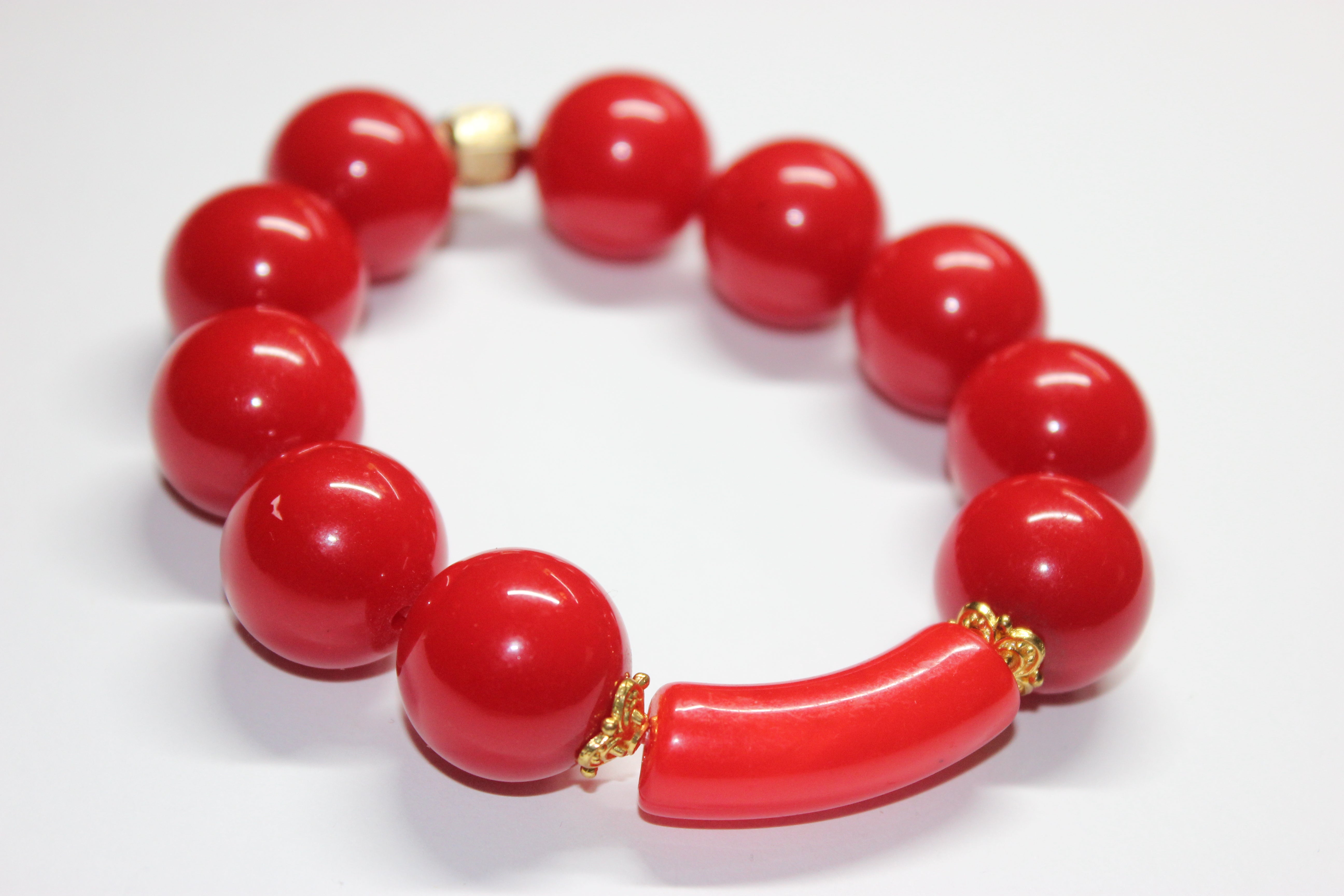 Red & Gold Beaded Bracelet
