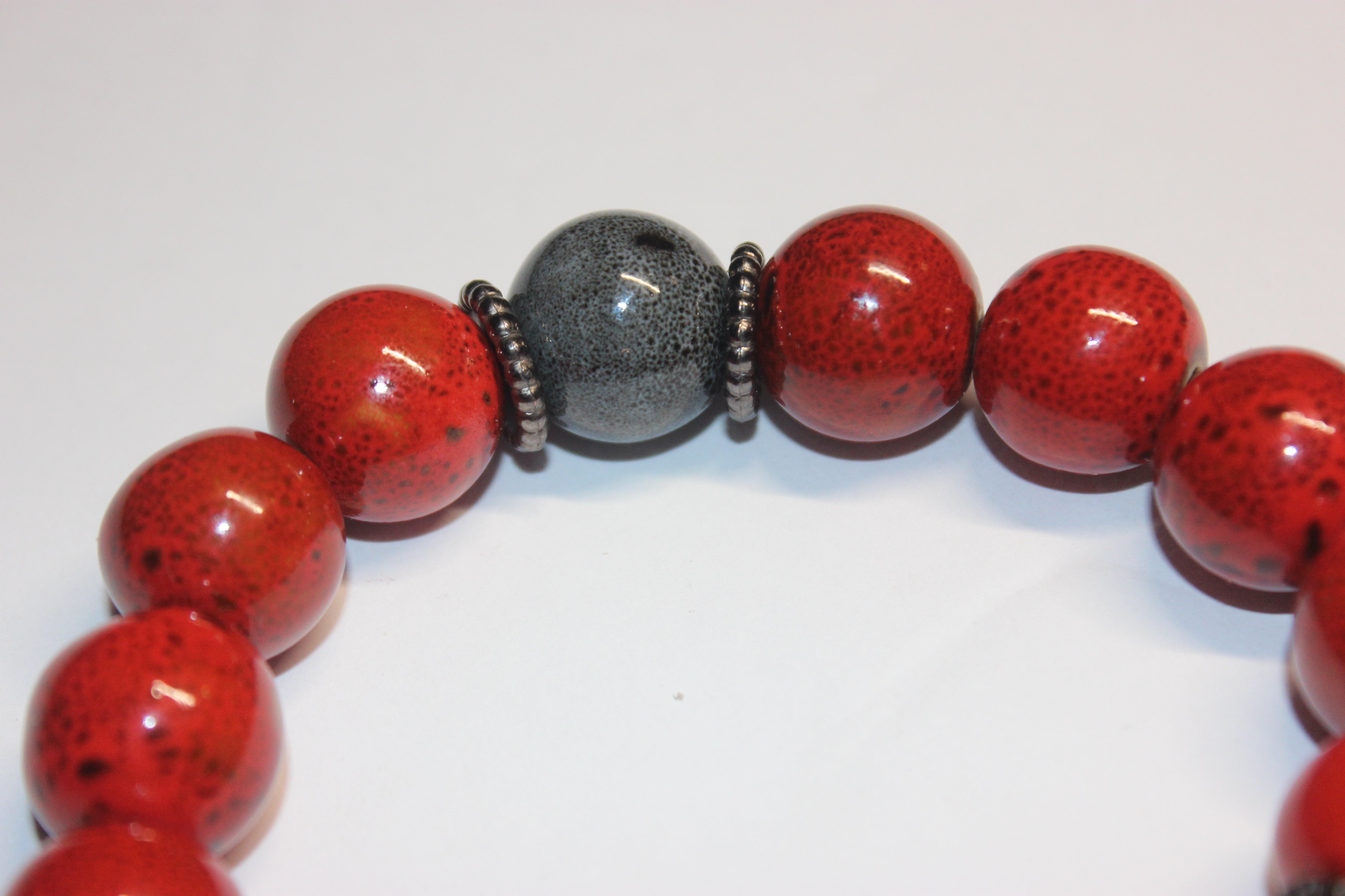 Rust Orange & Grey Gemstone Bracelet