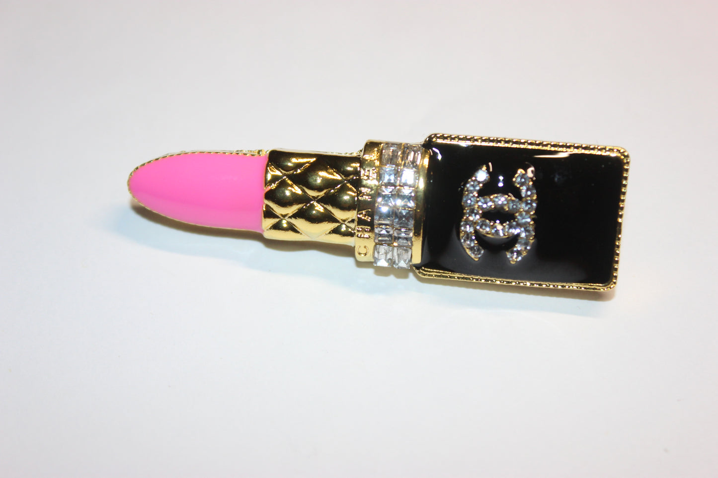 Pink Black & Gold Brooch Pin