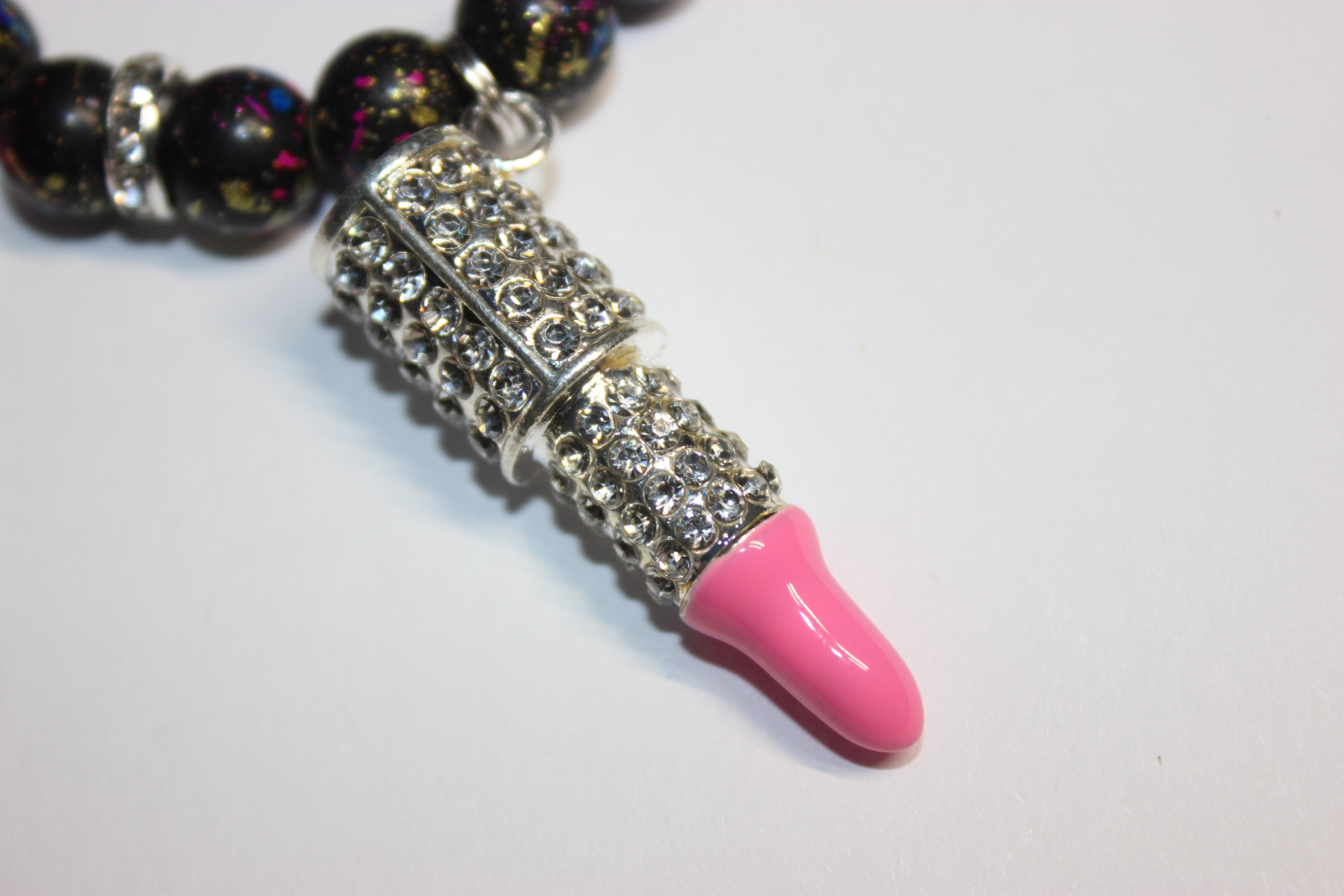Black Pink & White Charm Bracelet (1)