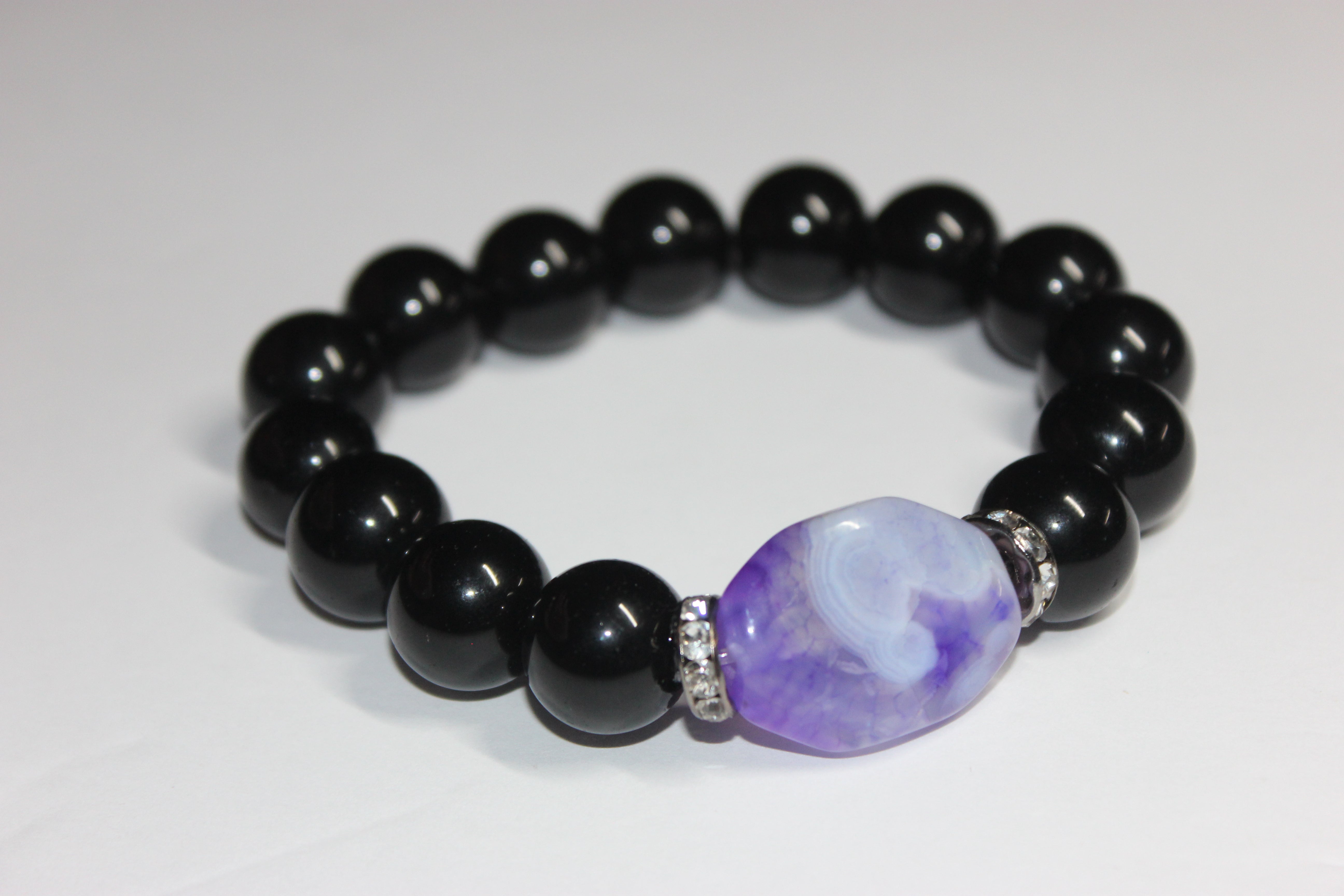 Black & Purple Beaded Bracelet