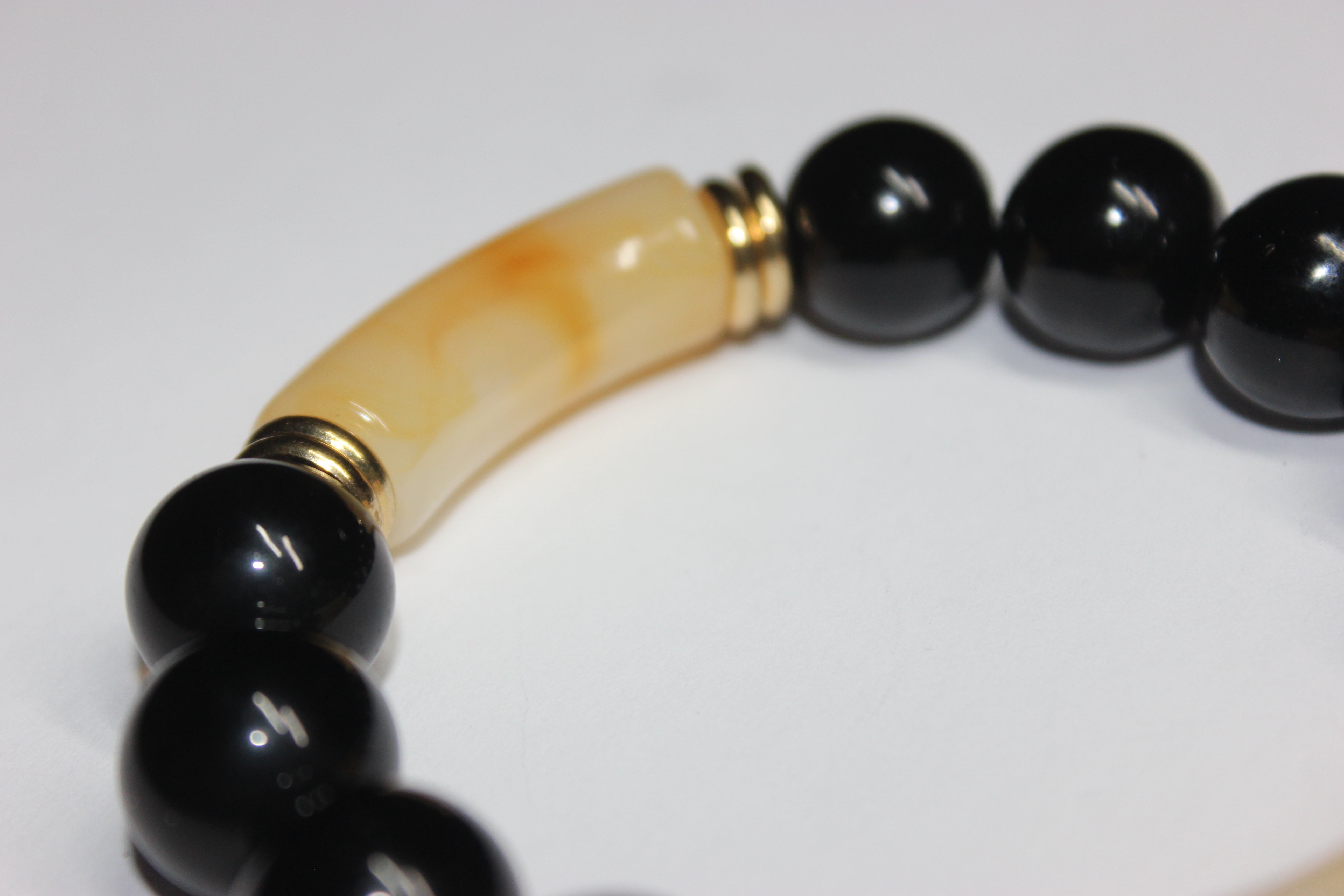 Earthtone Black & Gold Beaded Bracelet