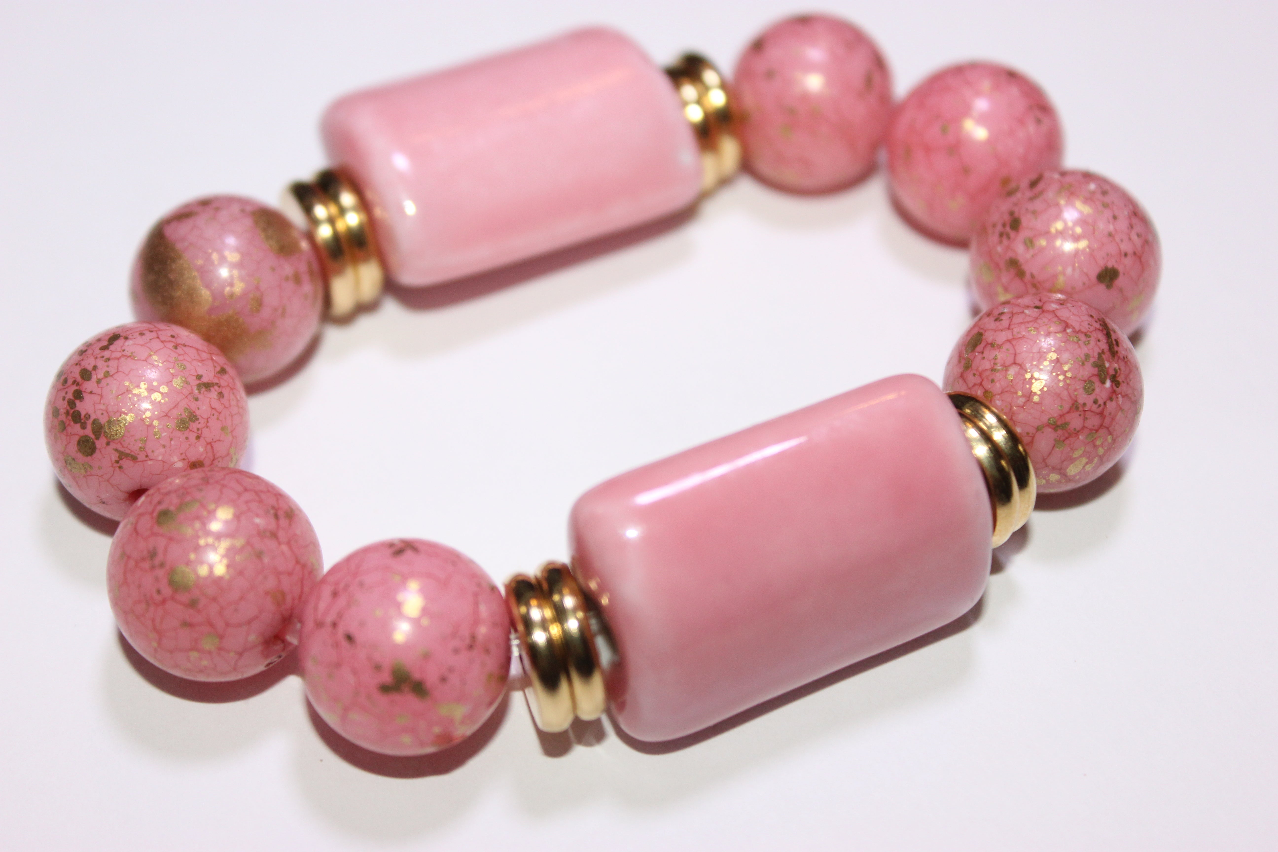 Pink & Gold Pink Paint Splash Tweet The Jeweler Exclusive Beaded Bracelet