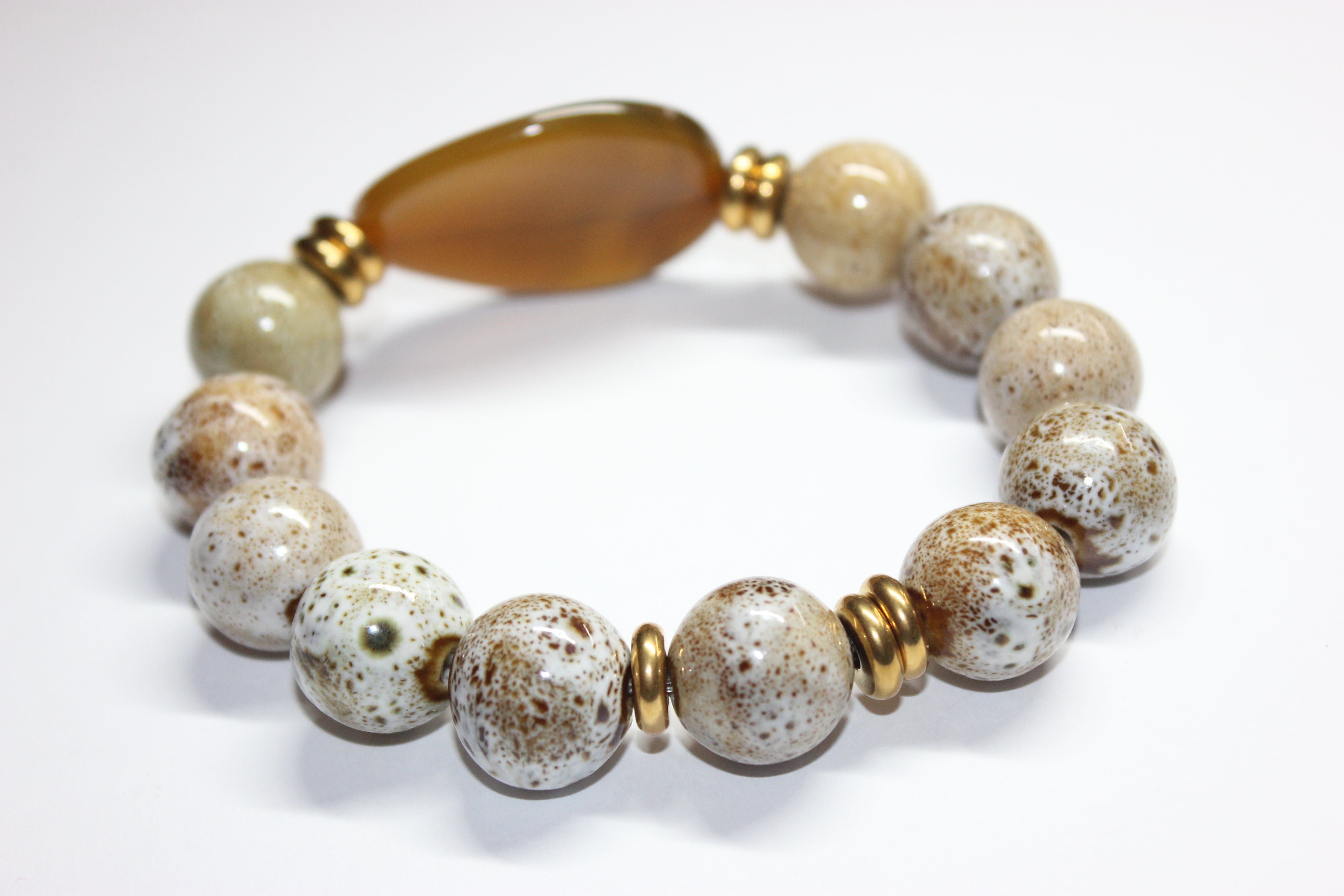 Beige Brown & Gold Bracelet