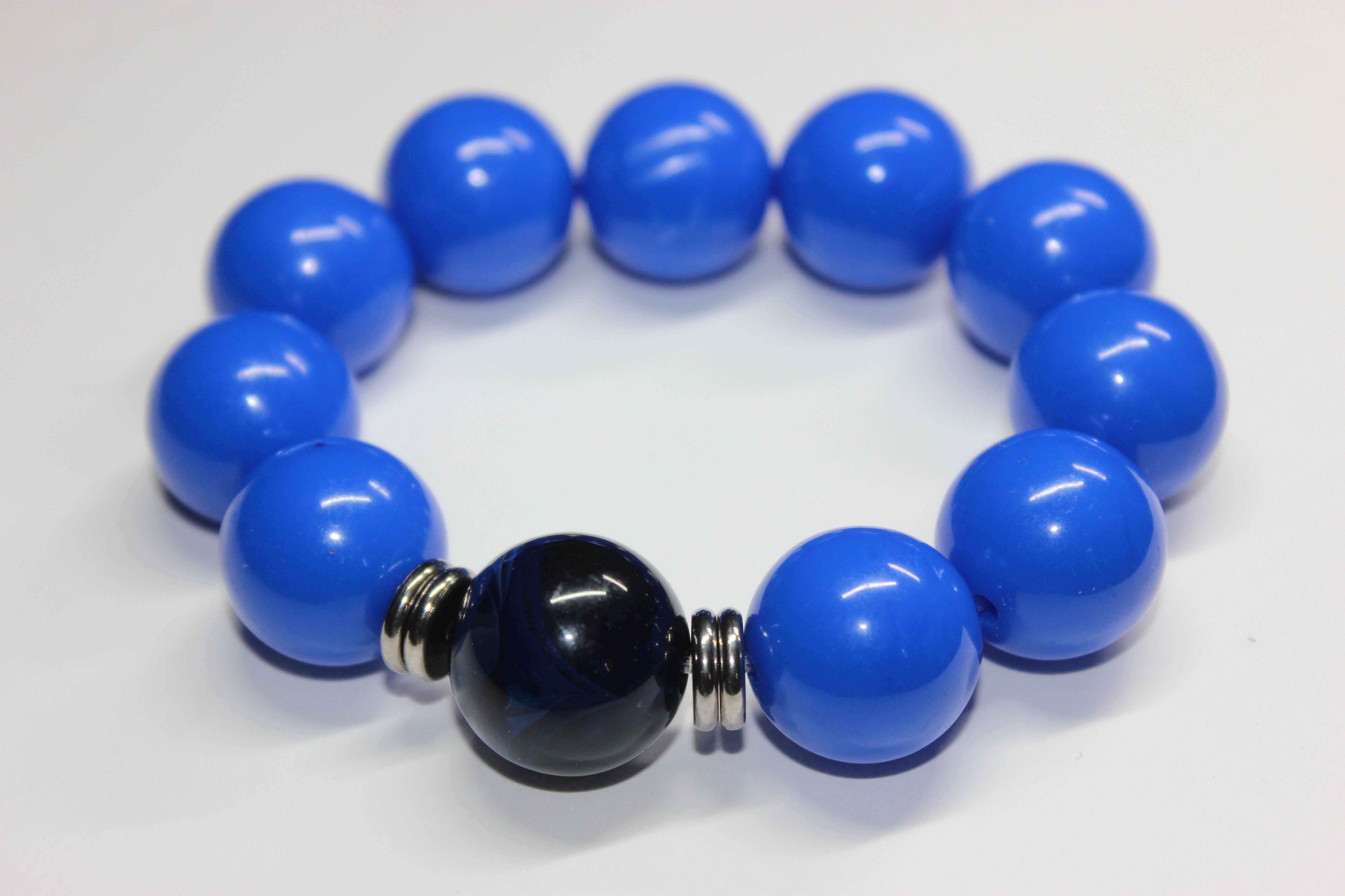Shades Of Blue Large Beaded Bracelet