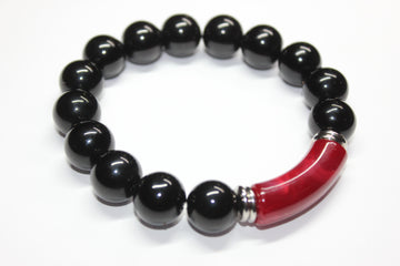 Black Cherry & Silver Beaded Bracelet
