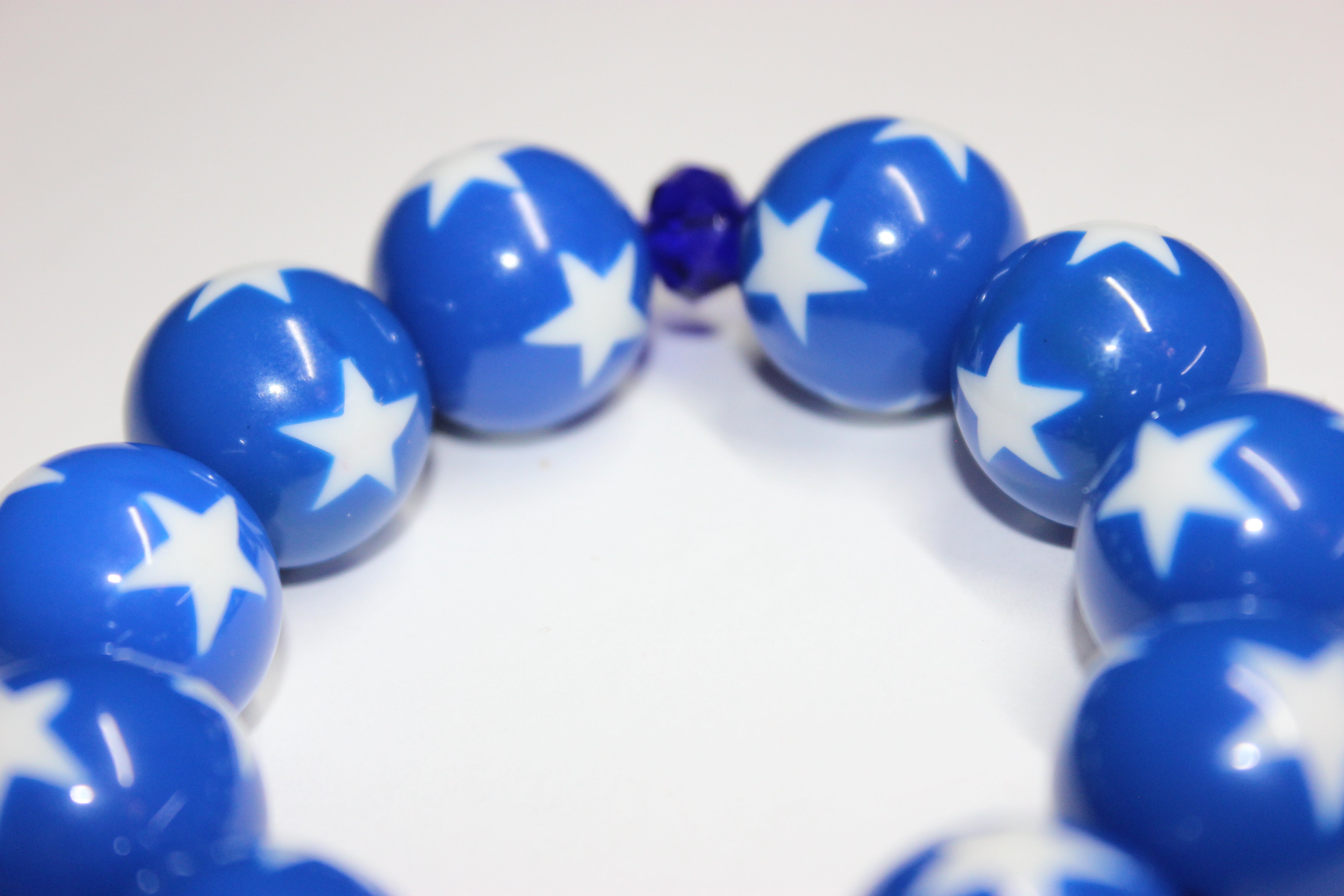 Blue & White Large Beaded Bracelet
