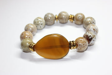 Beige Brown & Gold Bracelet
