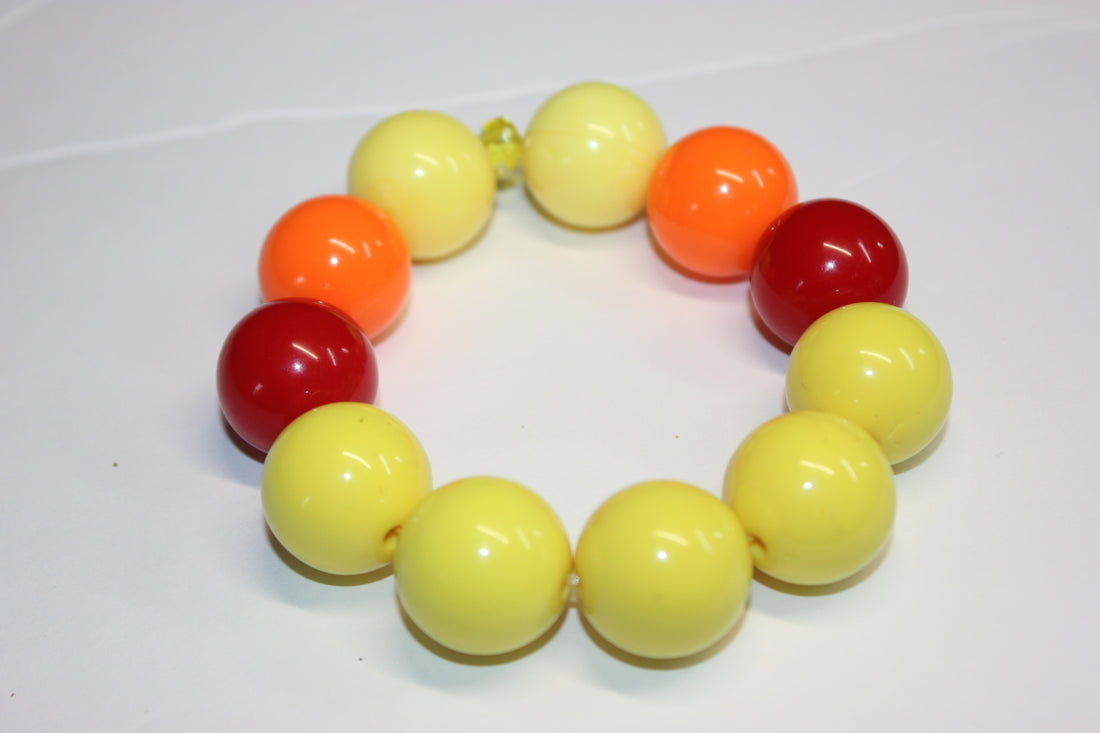 Large Smooth Beaded Bracelet YELLOW/RED/ORANGE