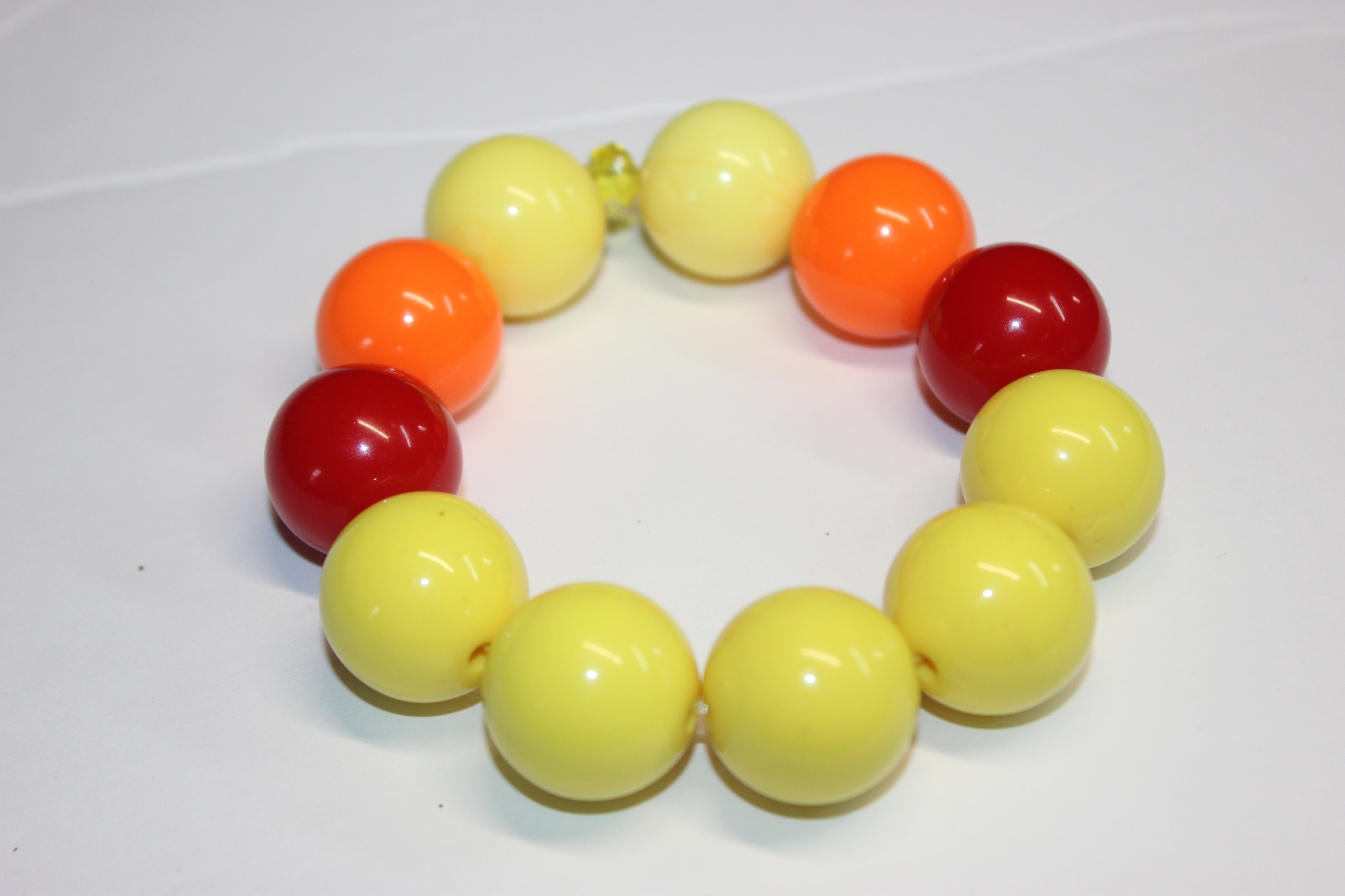 Large Smooth Beaded Bracelet YELLOW/RED/ORANGE