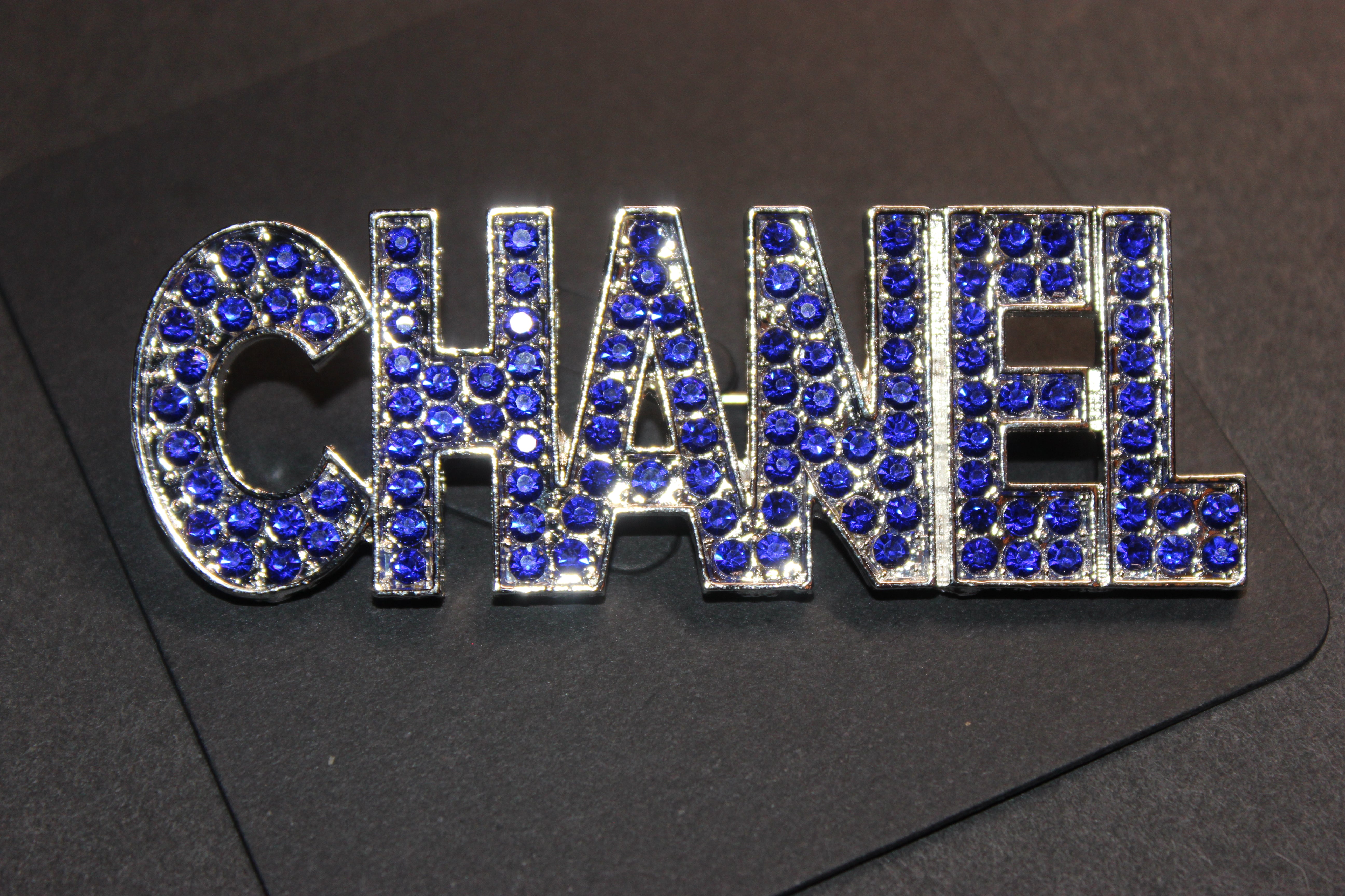 Blue & Silver Rhinestone Brooch Pin