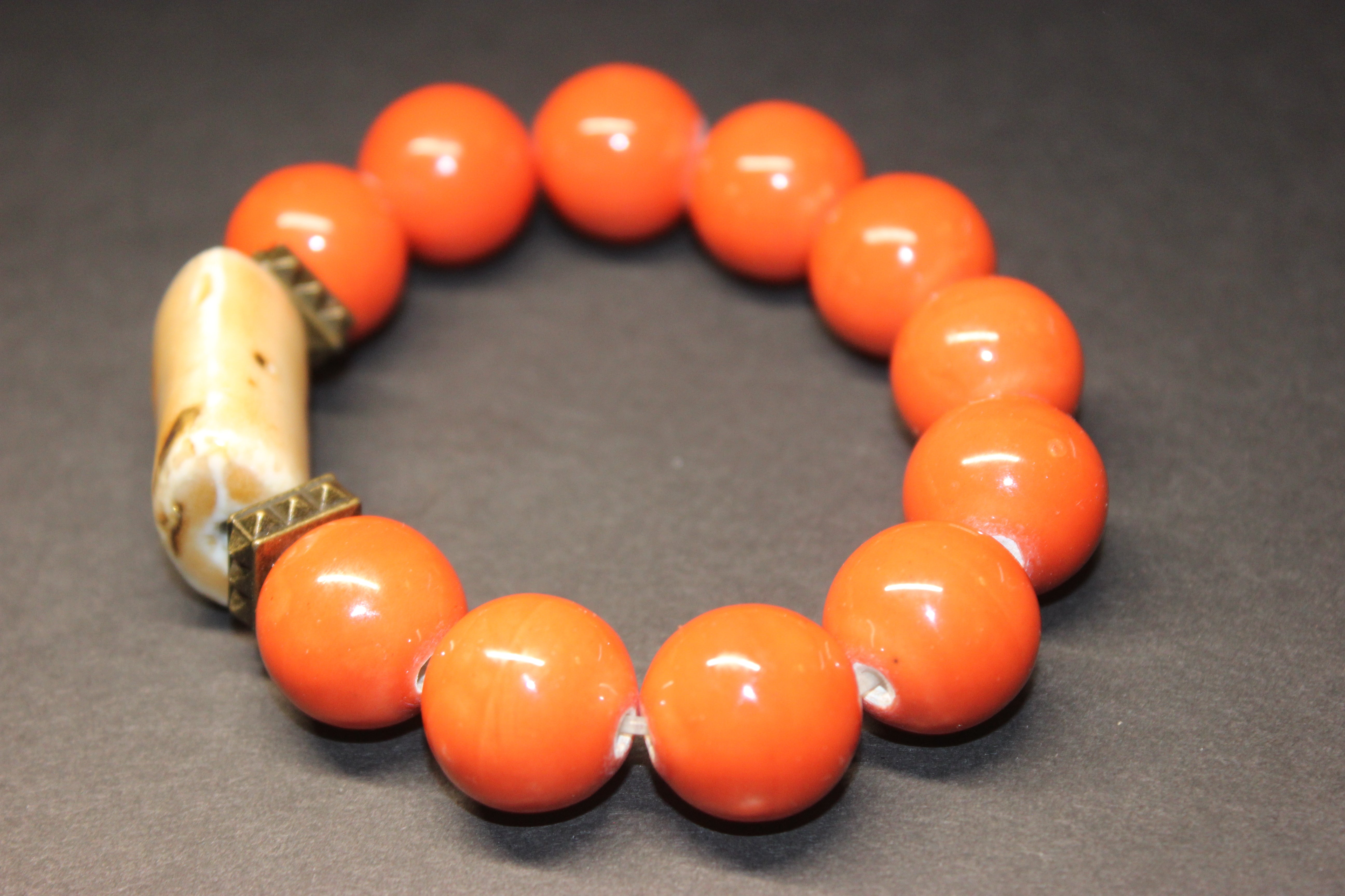 Orange & Tan Gemstone Bracelet