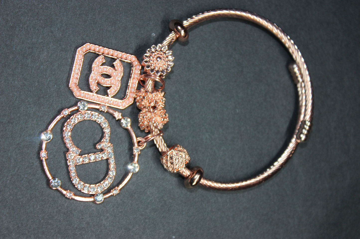 Rose Gold Charm Bangle