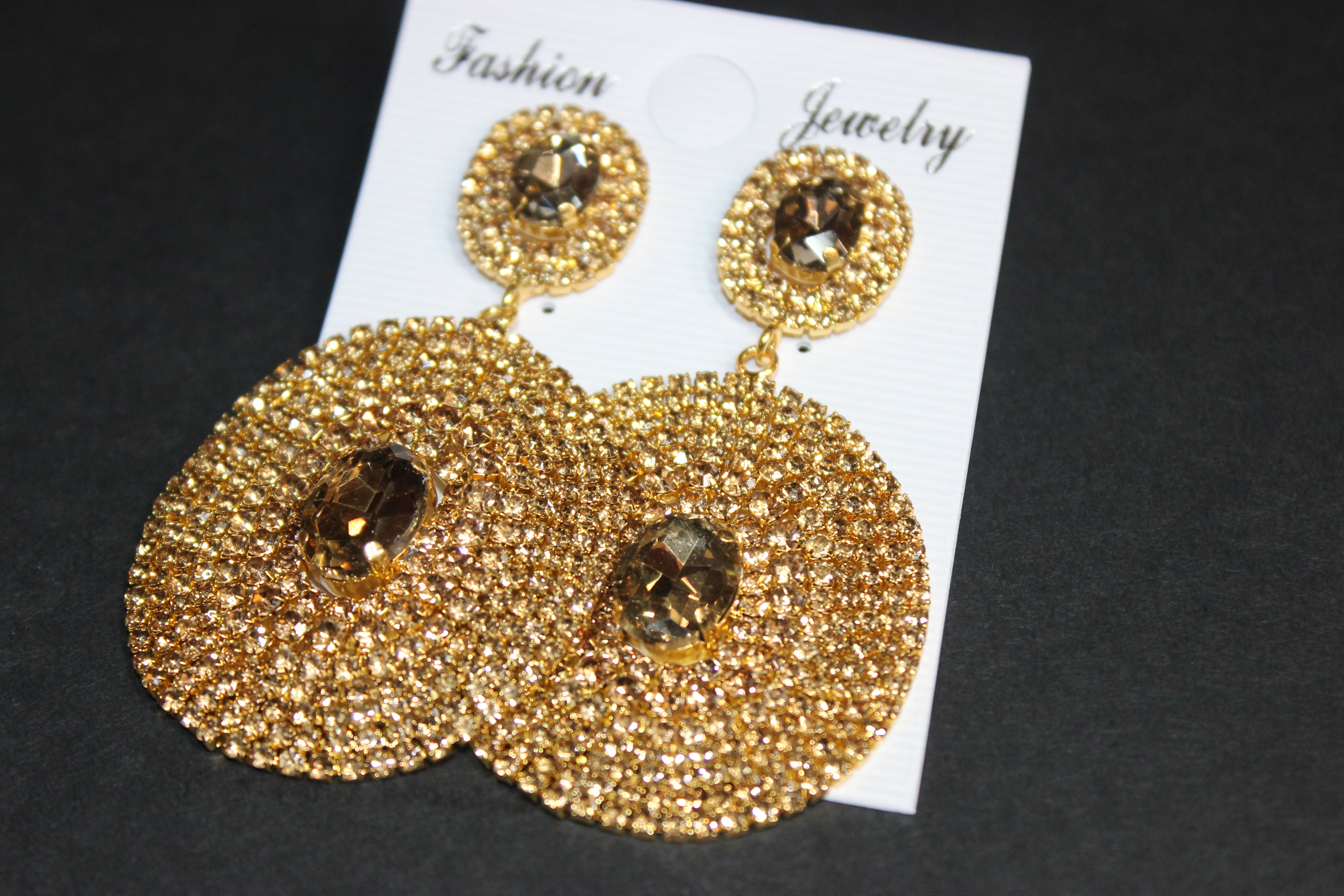 Gold & Champagne Rhinestone Earrings