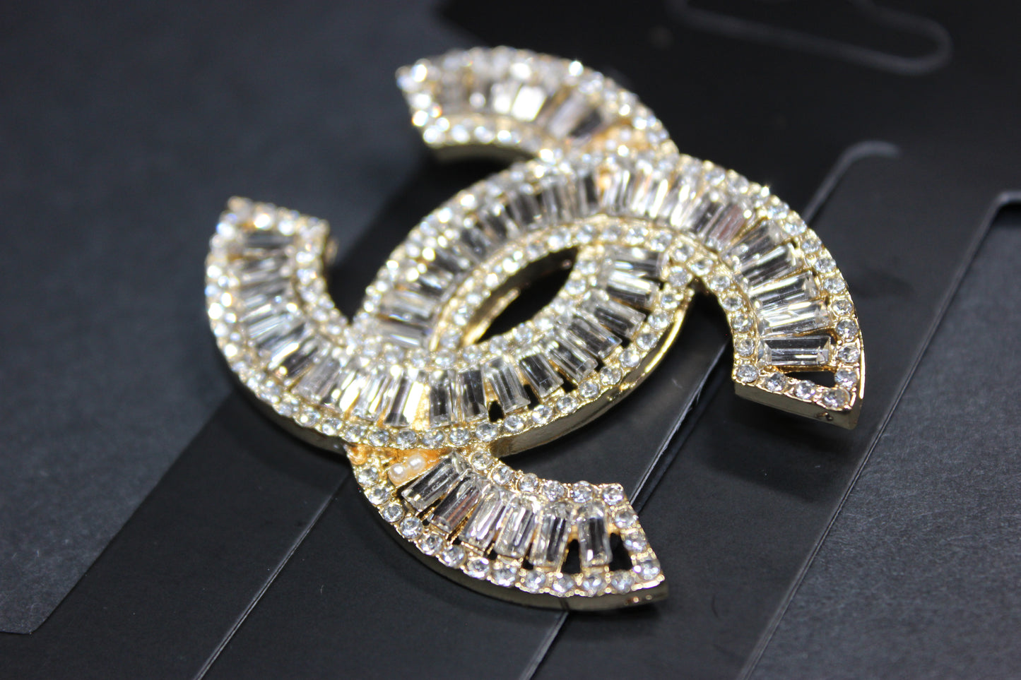 Gold & Rhinestone Brooch Pin