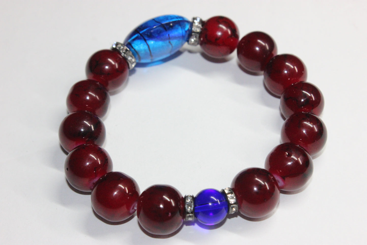 Red & Blue Beaded Bracelet