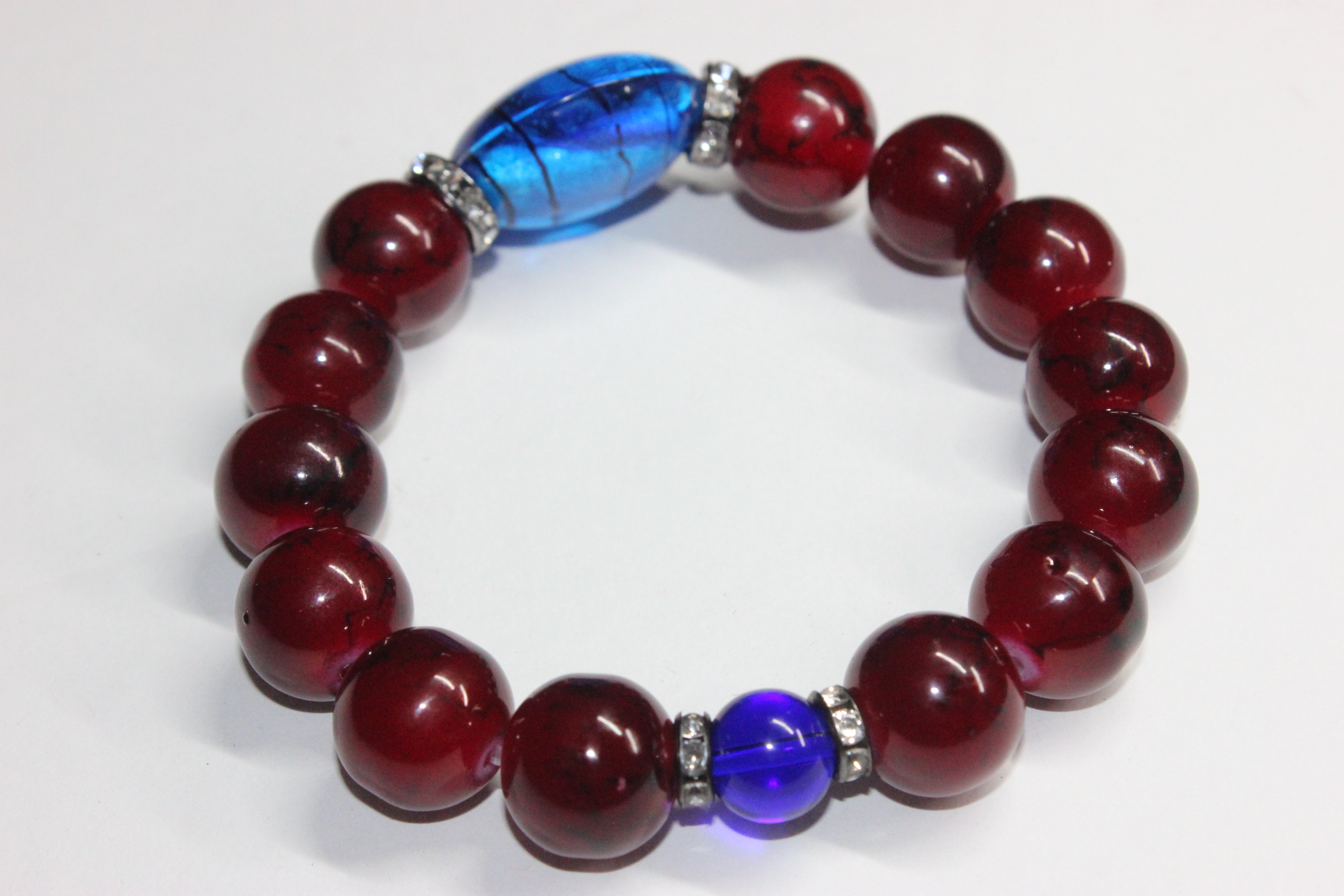 Red & Blue Beaded Bracelet