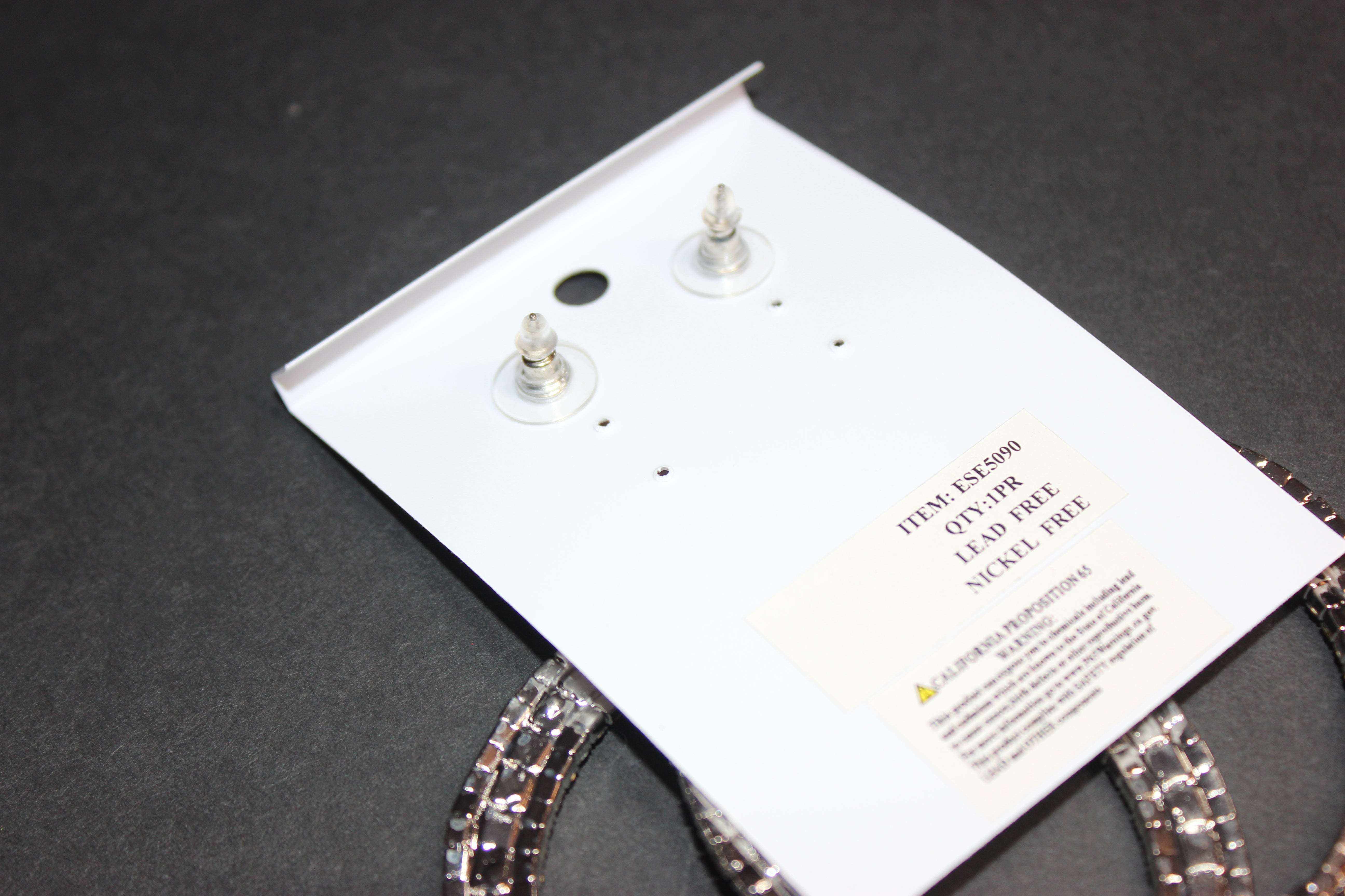 Iridescent Set In Silver Hoop Earrings