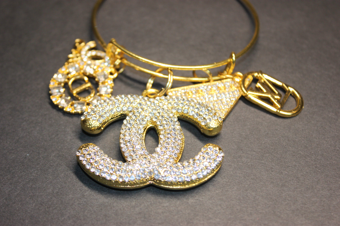5 CHARM GOLD BANGLE BRACELET