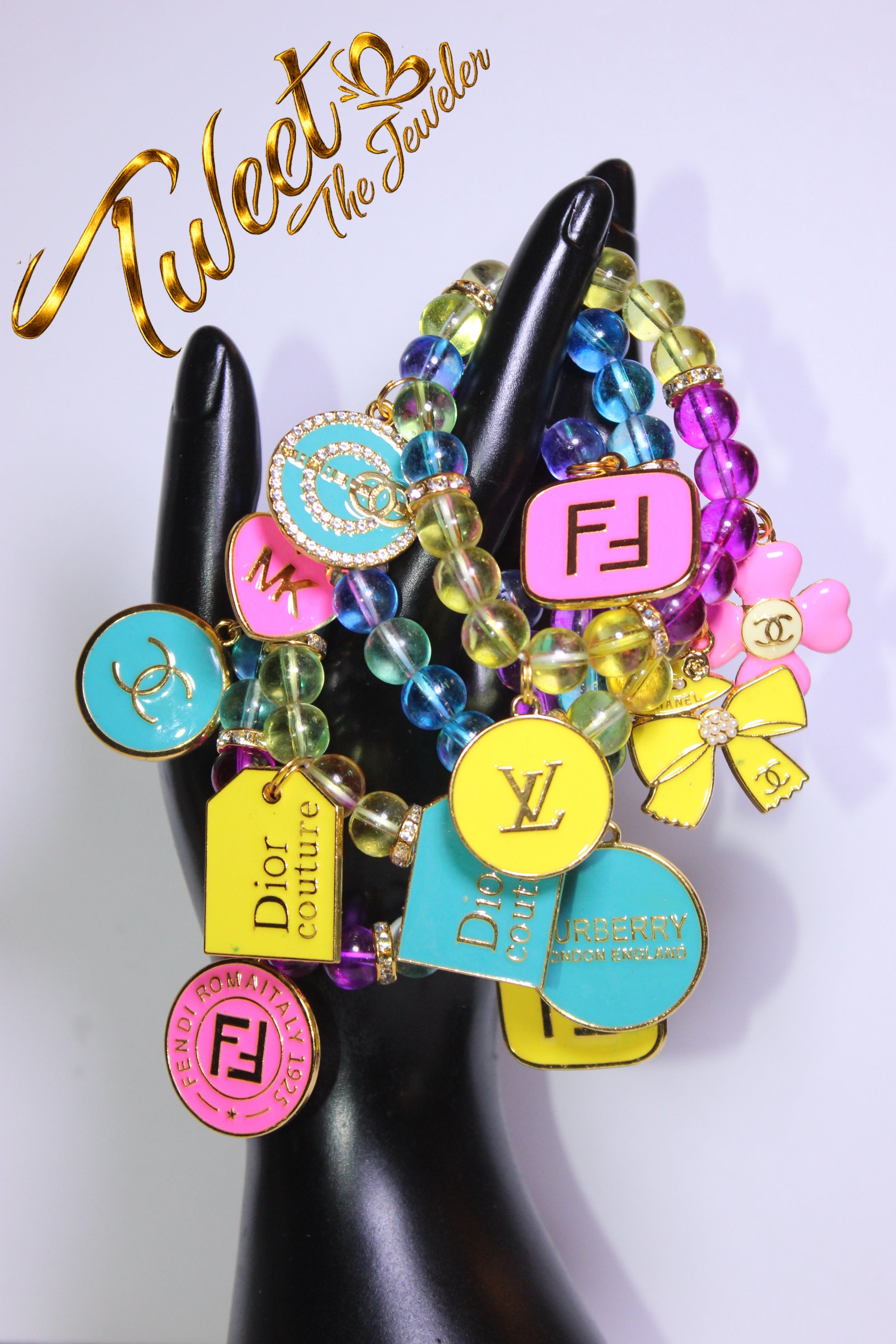 Venadini Collection w/ Gold 4 Piece Charm Bracelet Set