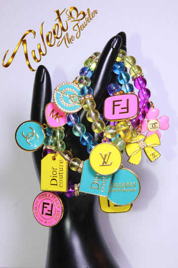 Venadini Collection w/ Gold 4 Piece Charm Bracelet Set