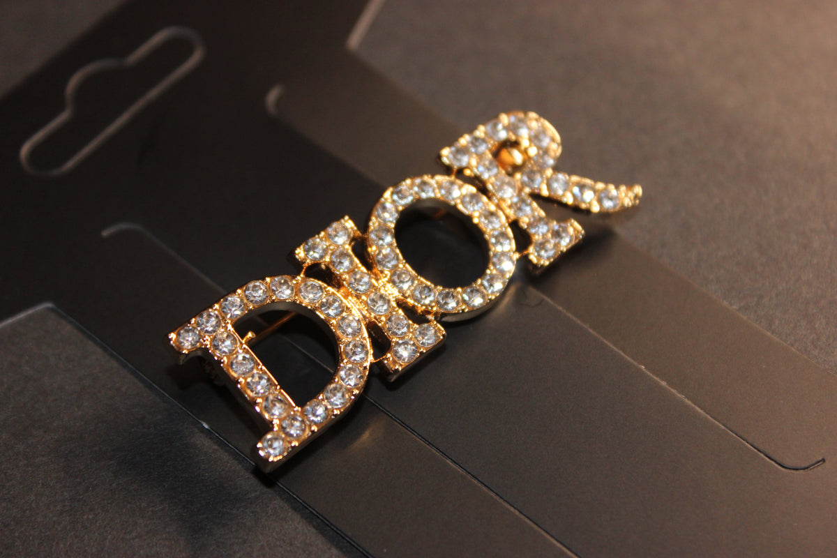 Gold Rhinestone Brooch Pin
