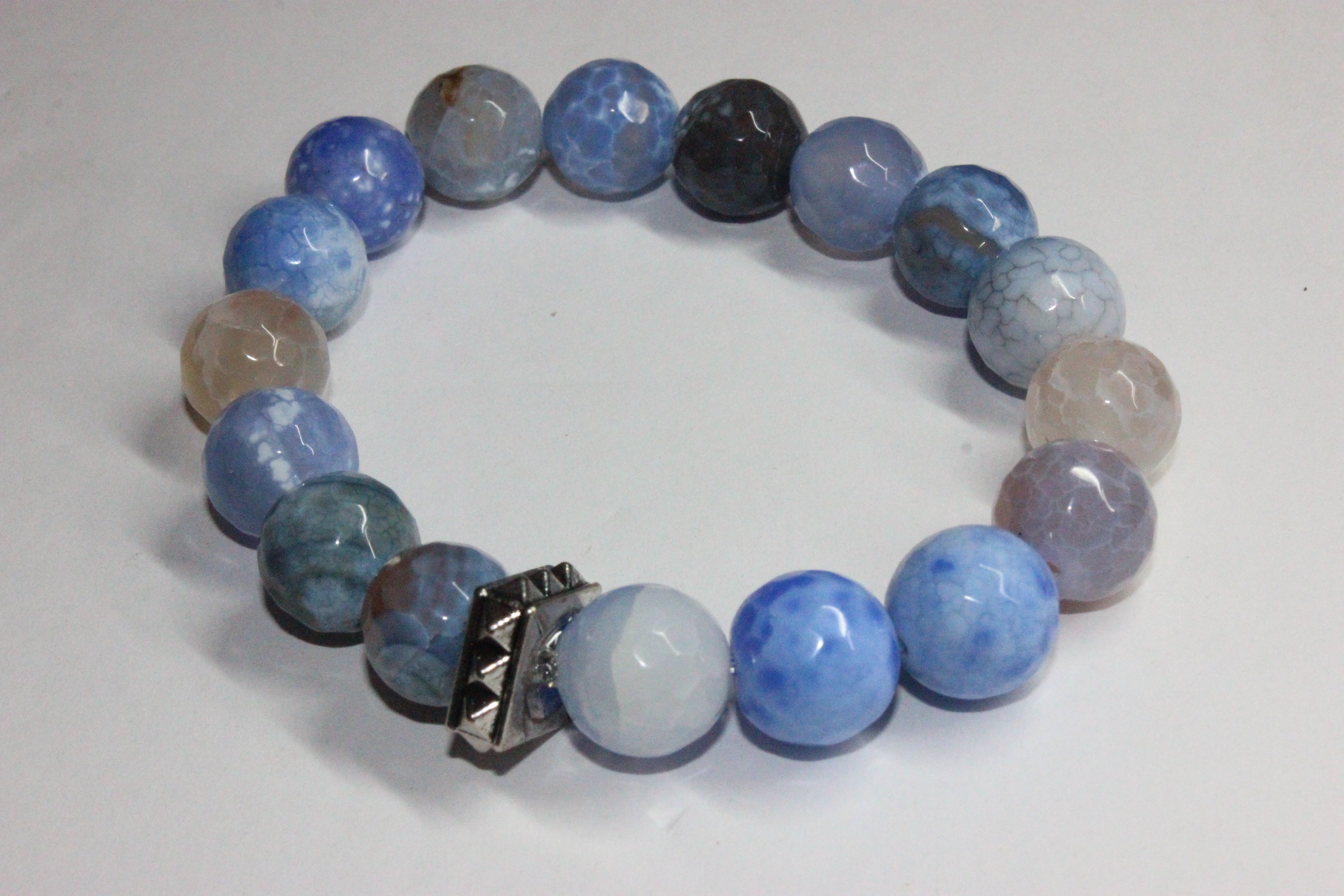 Shades Of Blue Beaded Bracelet set in silver
