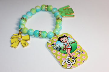 Aquamarine/Yellow & Greene W/ Gold Charm Bracelet (1)