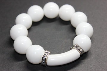 White & Silver Large Beaded Bracelet