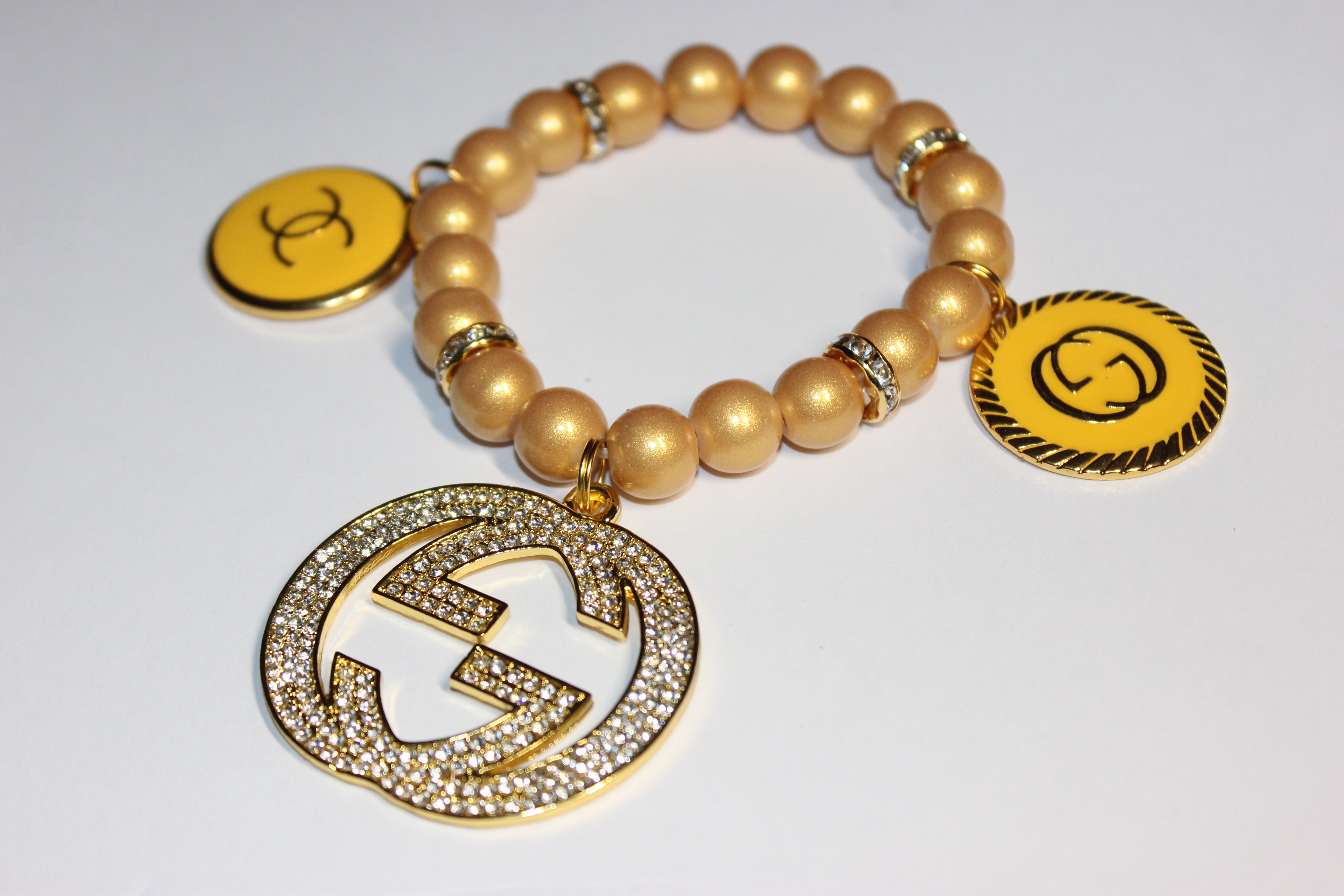 Mustard & Gold Charm Bracelet (1)