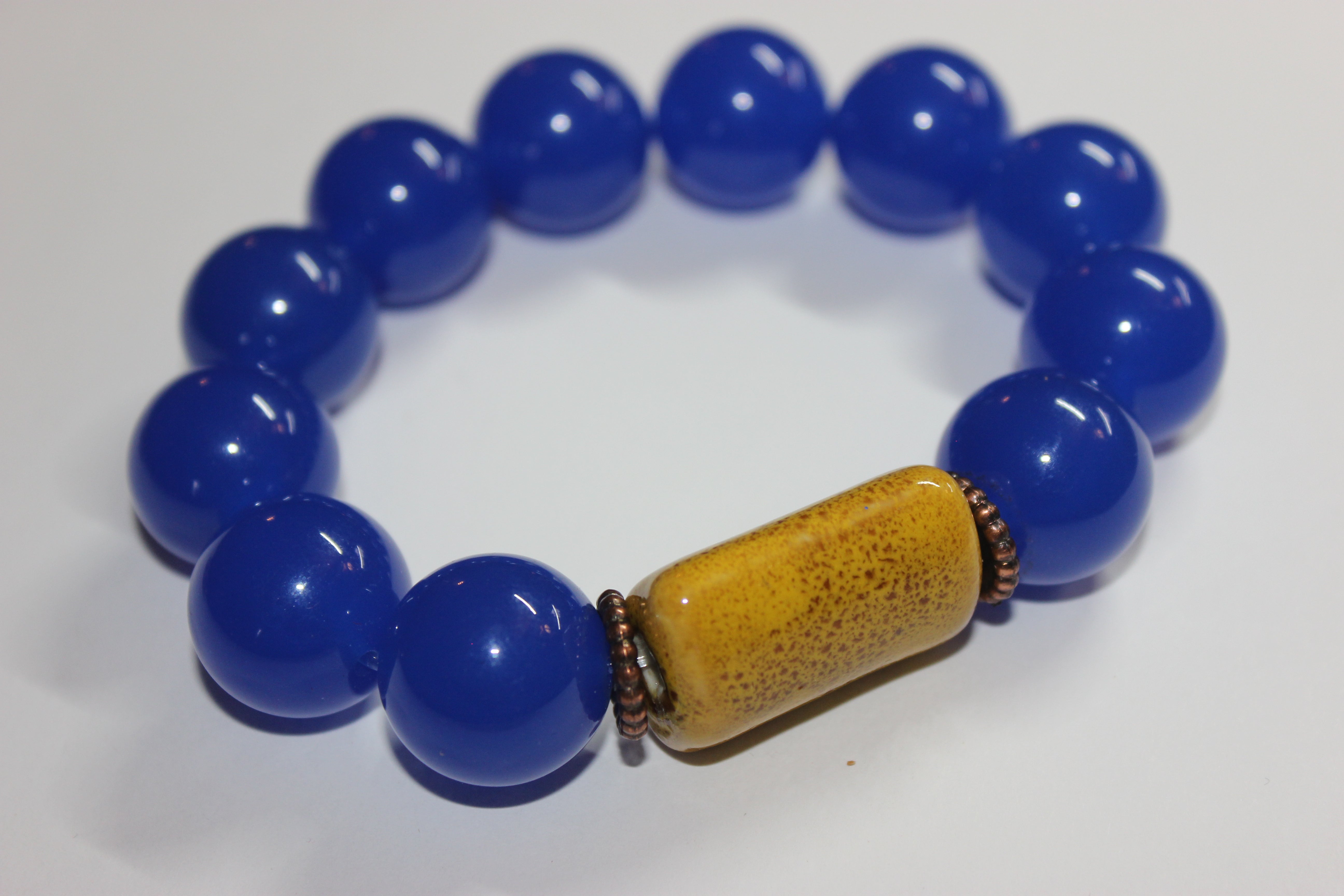 💪🏽BLUE & Mustard Beaded Bracelet