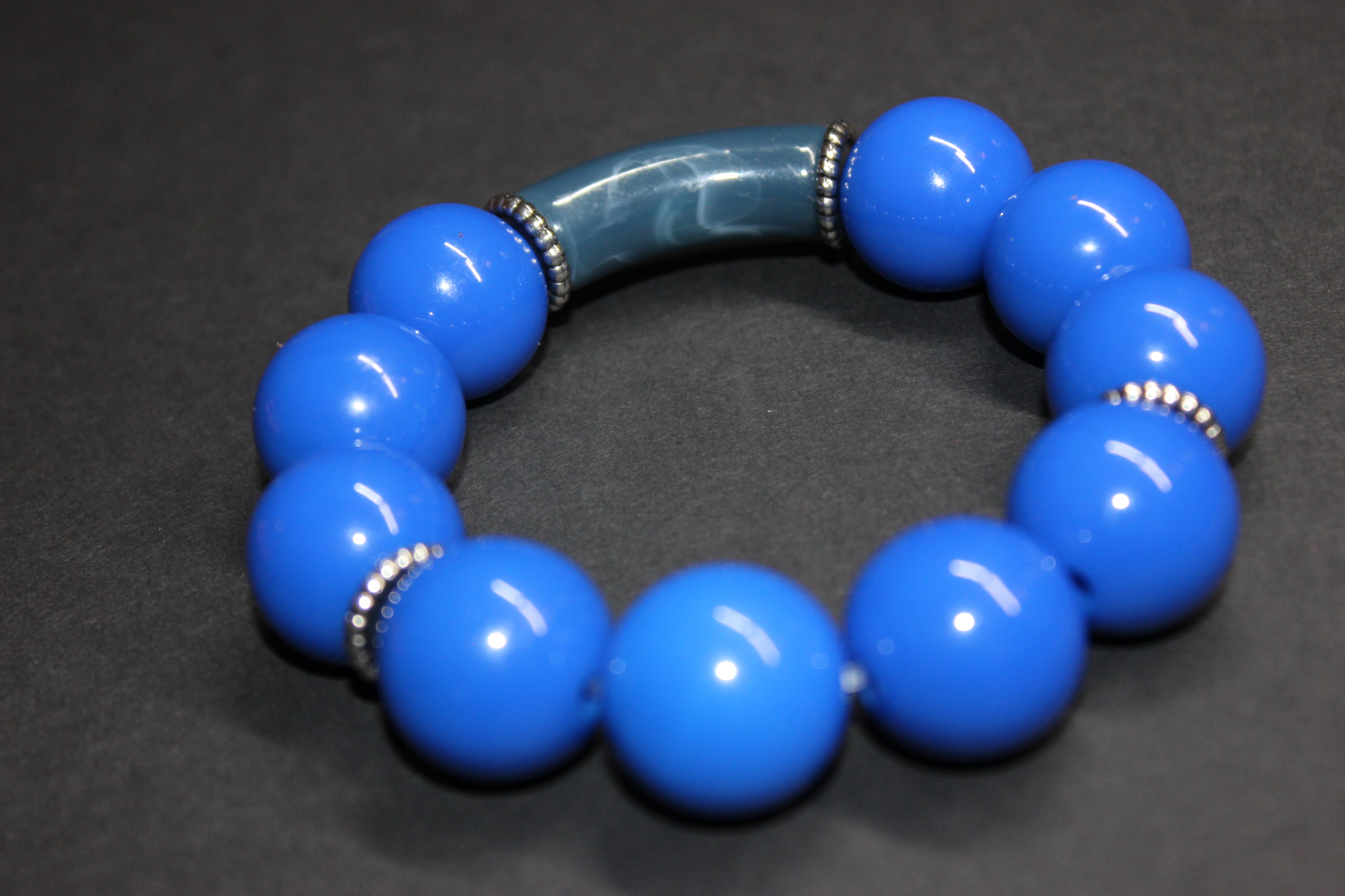 Shades Of Blue Large Beaded Bracelet