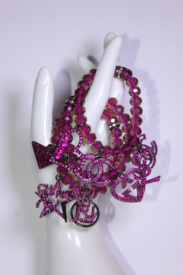 Mulberry 3 Piece Crystal Charm Bracelet Set