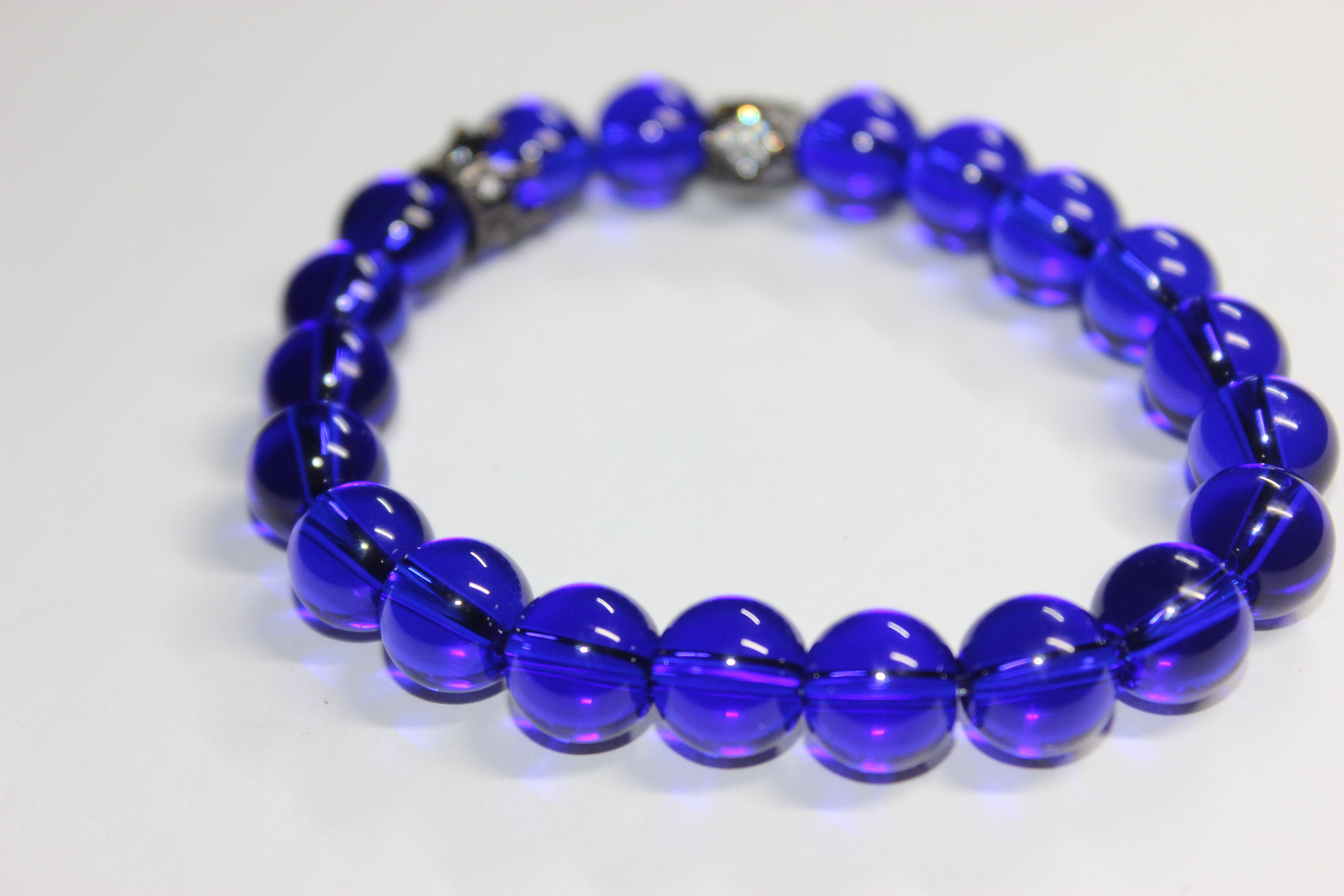 Blue & Black Beaded Bracelet w/ Crown